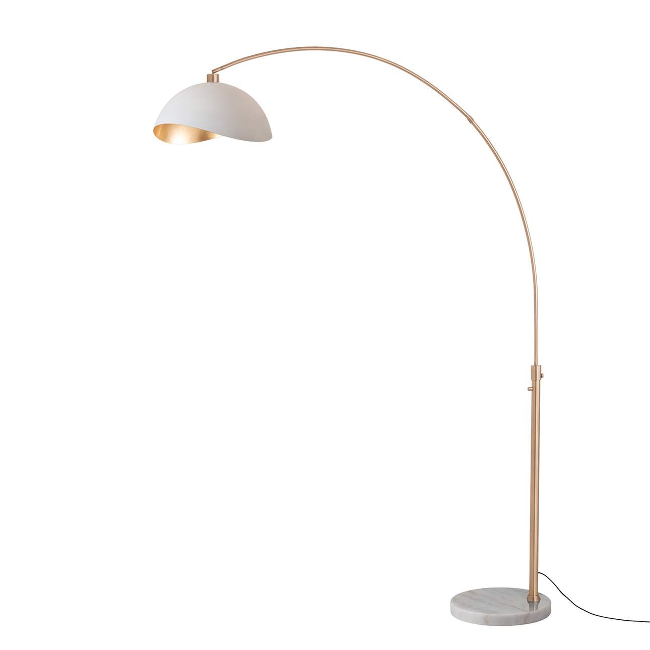 Luna Bella Arc Floor Lamp in White Marble and Gold Leaf Shade
