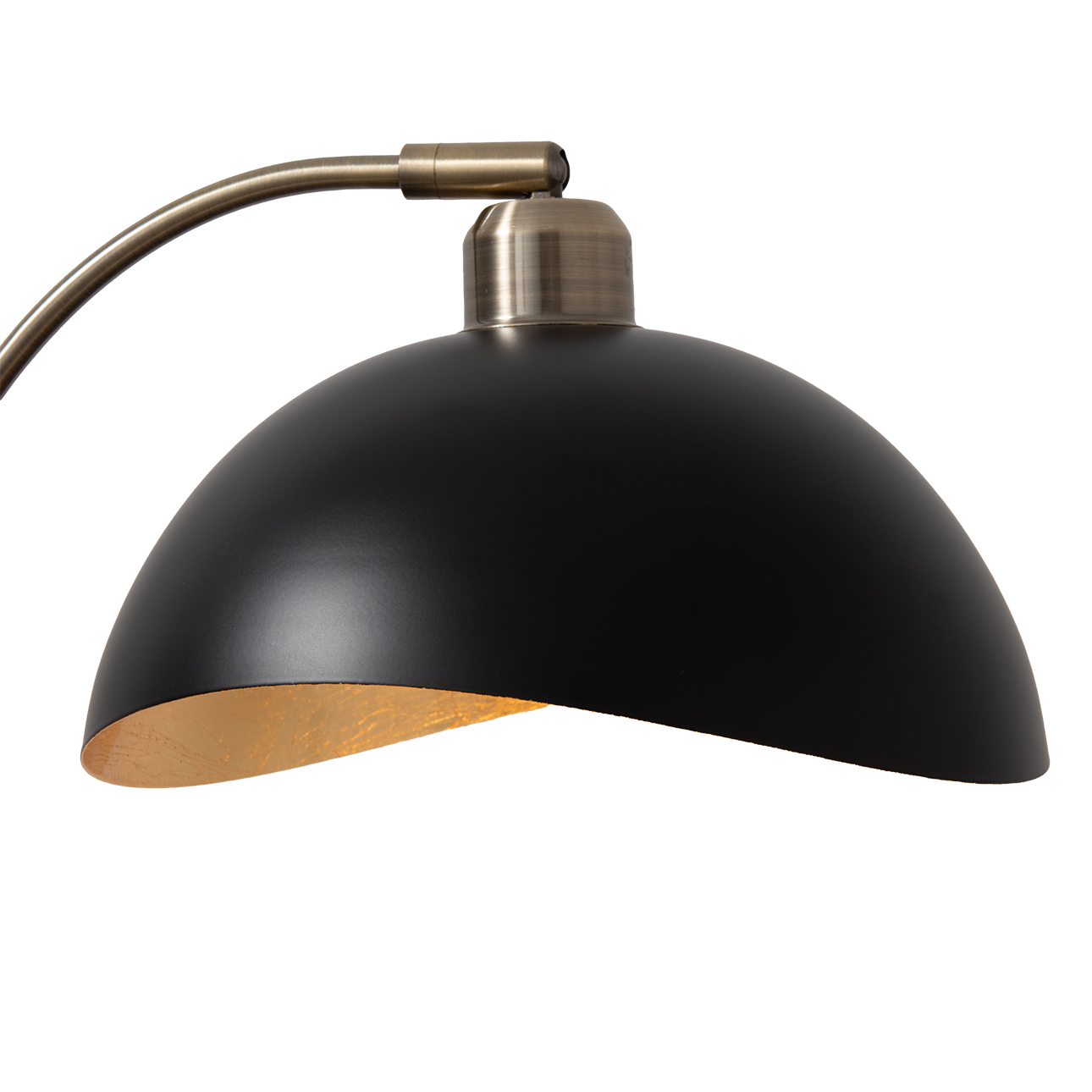Luna Bella Mini Accent Table Lamp in Weathered Brass and Matte Black with Black Marble Base