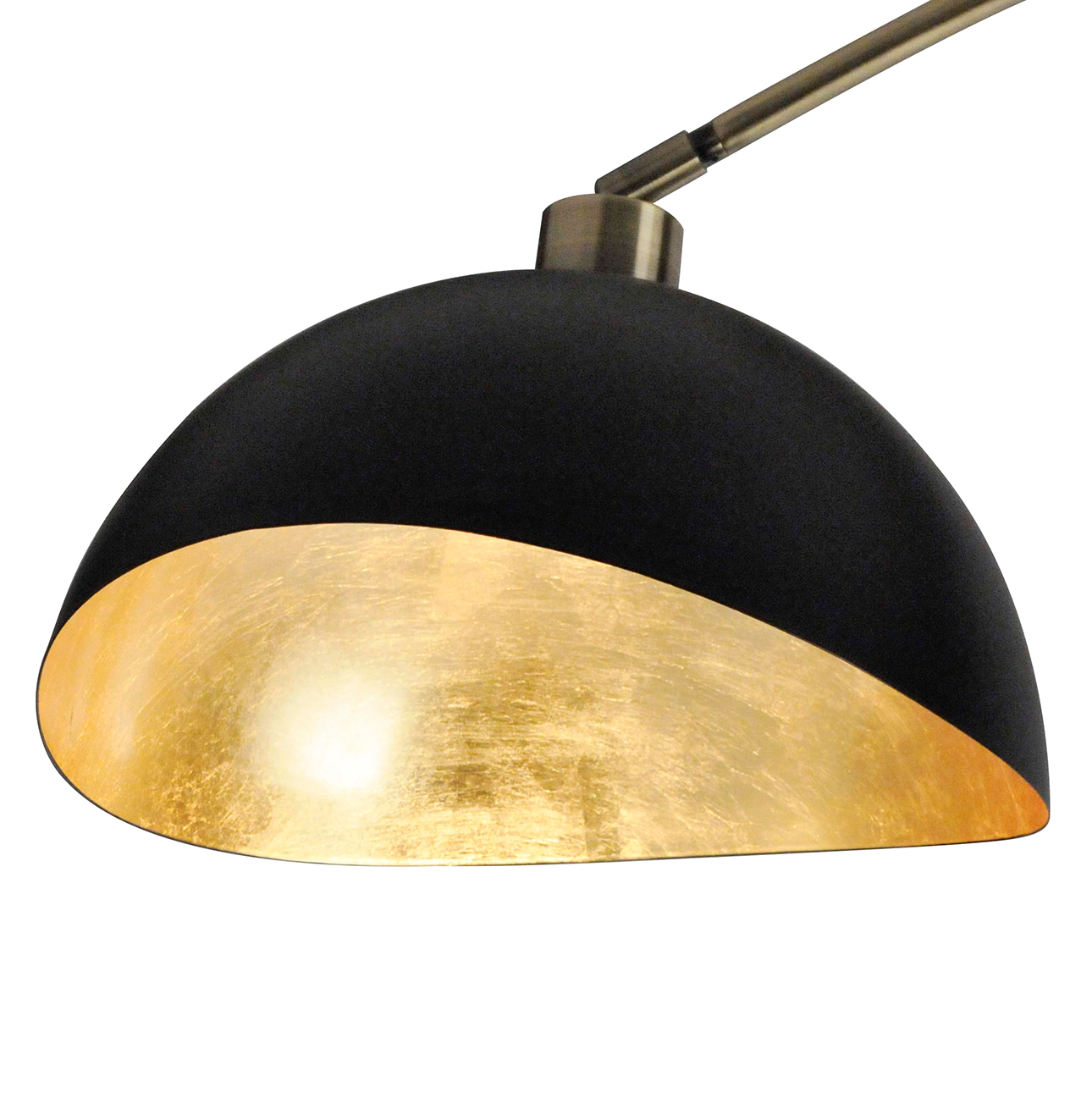 Luna Bella Three Light Arc Floor Lamp in Matte Black Weathered Brass with Black Marble Base