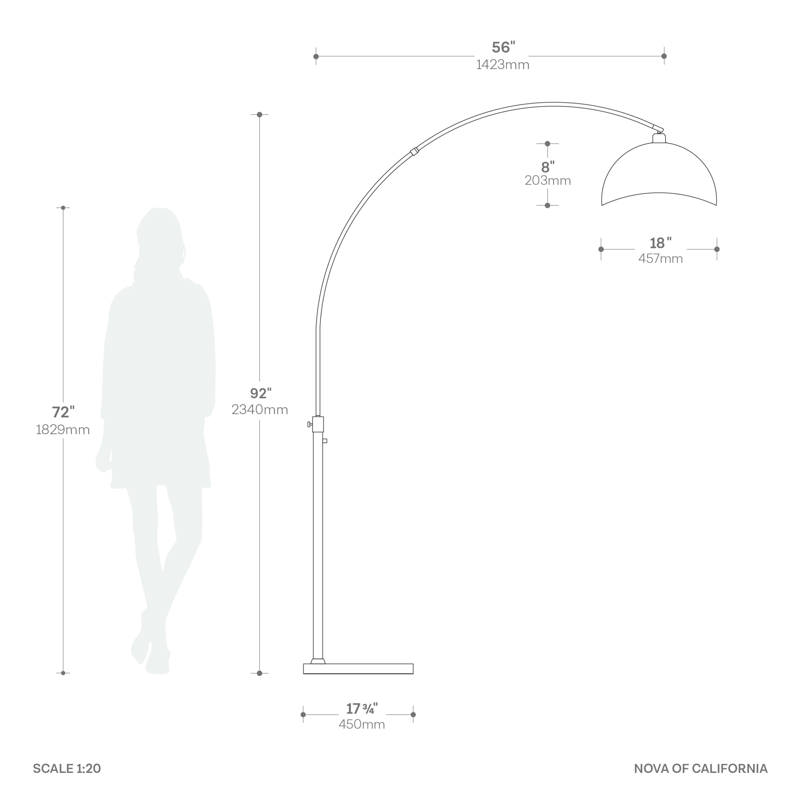 Luna Bella 92″H 1-Light Arc Lamp w/ Leaf Shade, Dimmable for Living Room or Bedroom