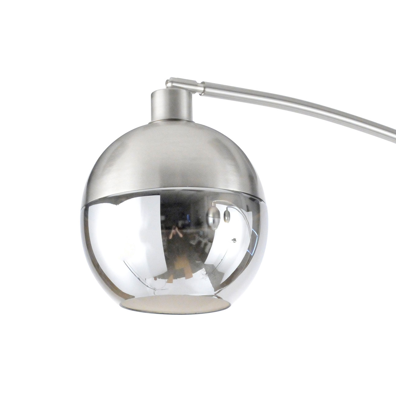 Orson Three Light Arc Floor Lamp with Smoky Mirrored Globes