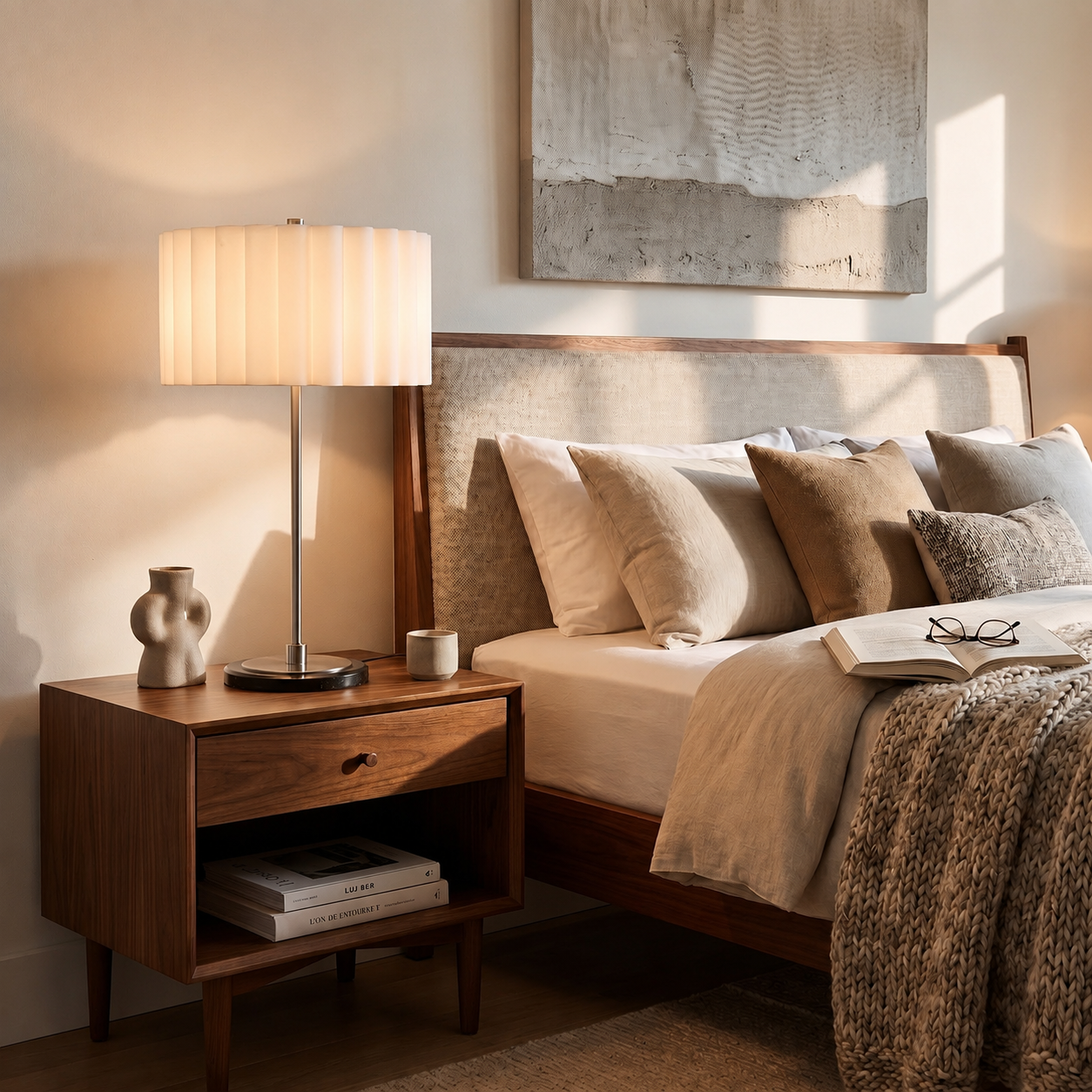 Scallop Slimline Table Lamp, Scallop Shade, Satin Nickel Base