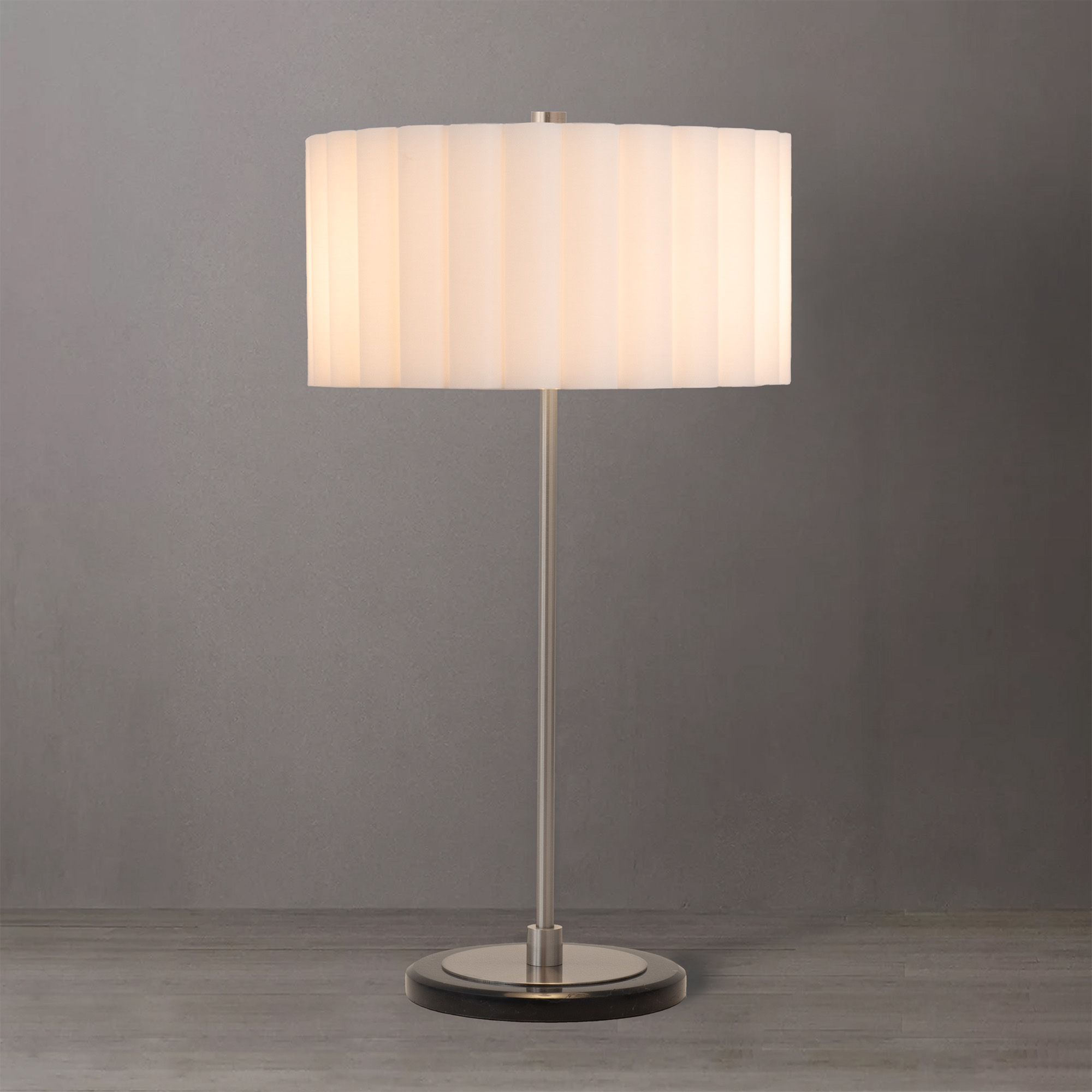 Scallop Slimline Table Lamp, Scallop Shade, Satin Nickel Base