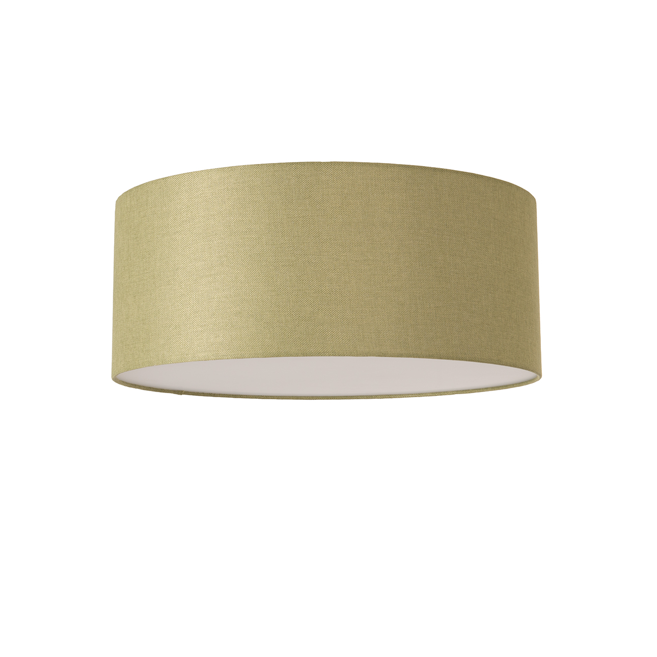 Stretch Flush Mount, Linen Shade, Weathered Brass – Avocado