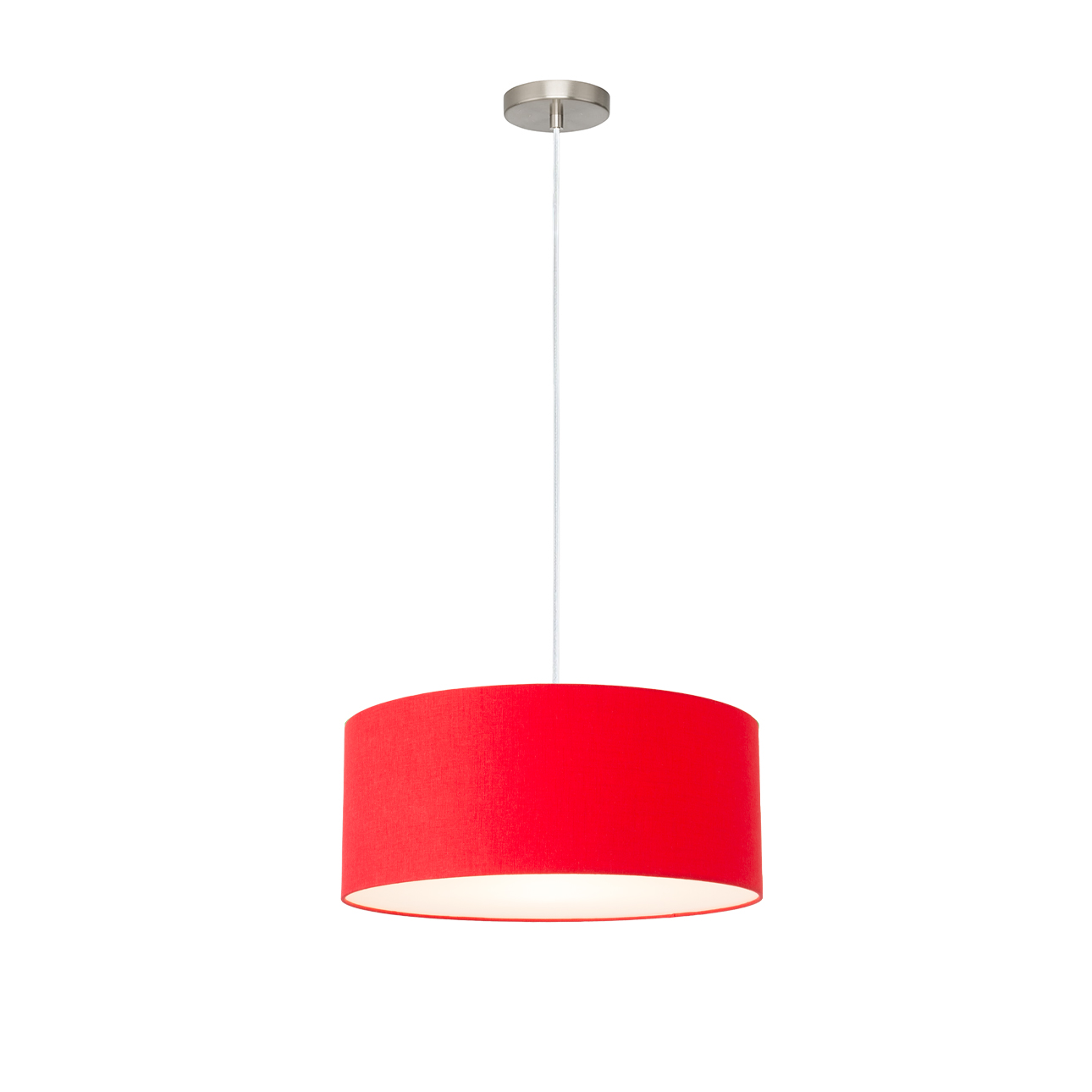 Stretch Pendant, Drum Crimson Red , Satin Nickel Steel Body, Satin Nickel Steel Base, Not Included ELV Dimmer