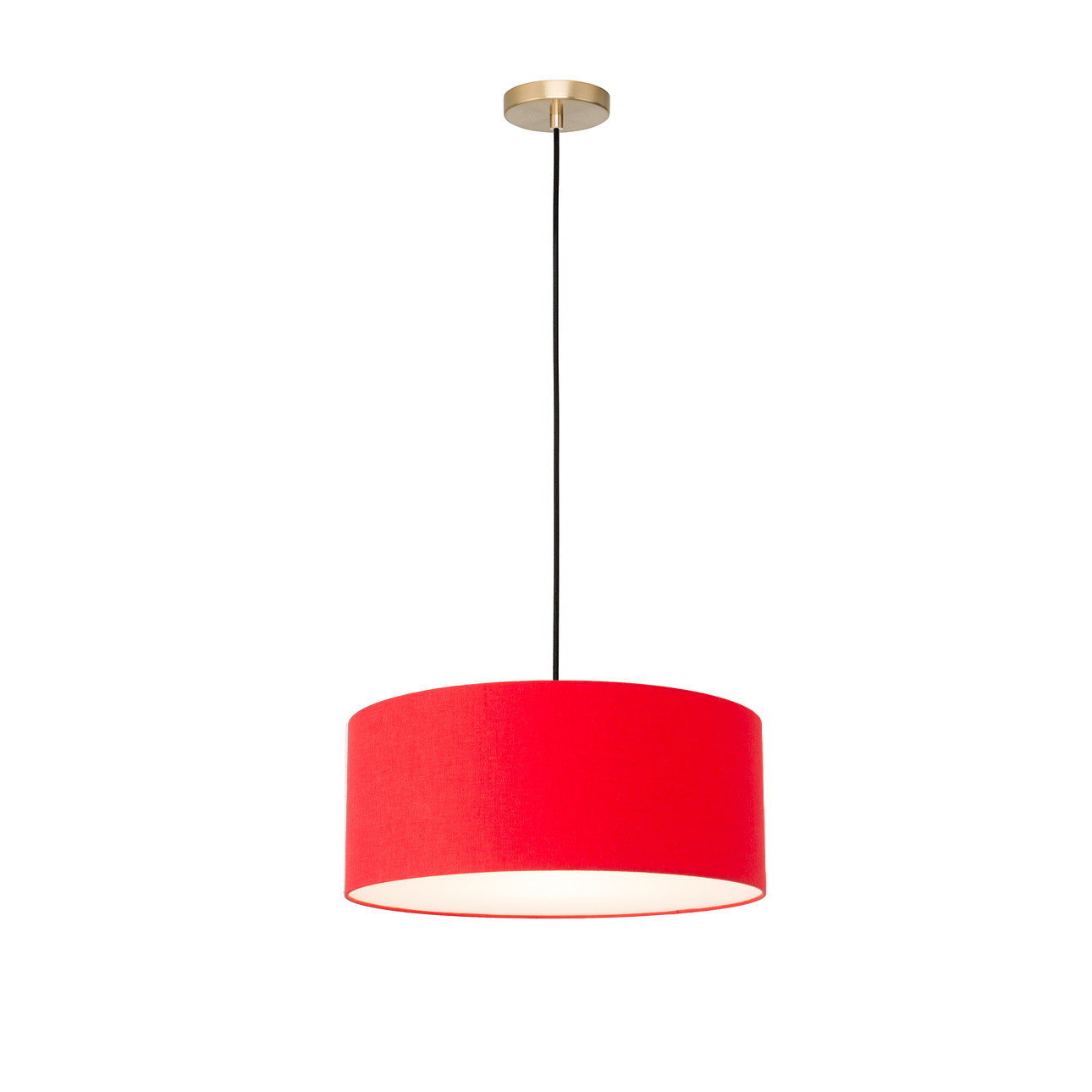Stretch Pendant, Drum Crimson Red , Weathered Brass Steel Body, Weathered Brass Steel Base, Not Included ELV Dimmer