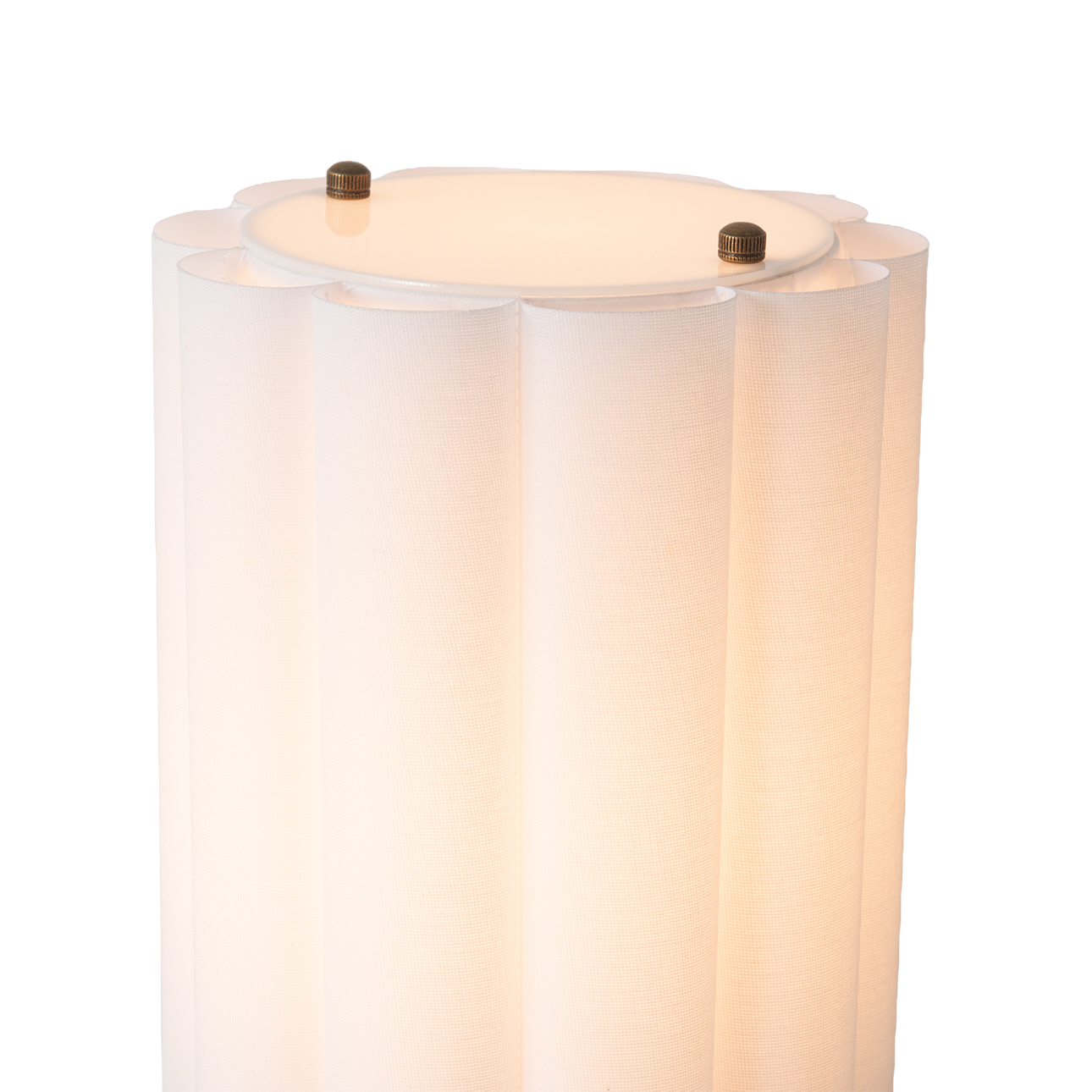 Scalloped Accent Table Lamp - Walnut, Weathered Brass, White Linen, Diffuser, Dimmer