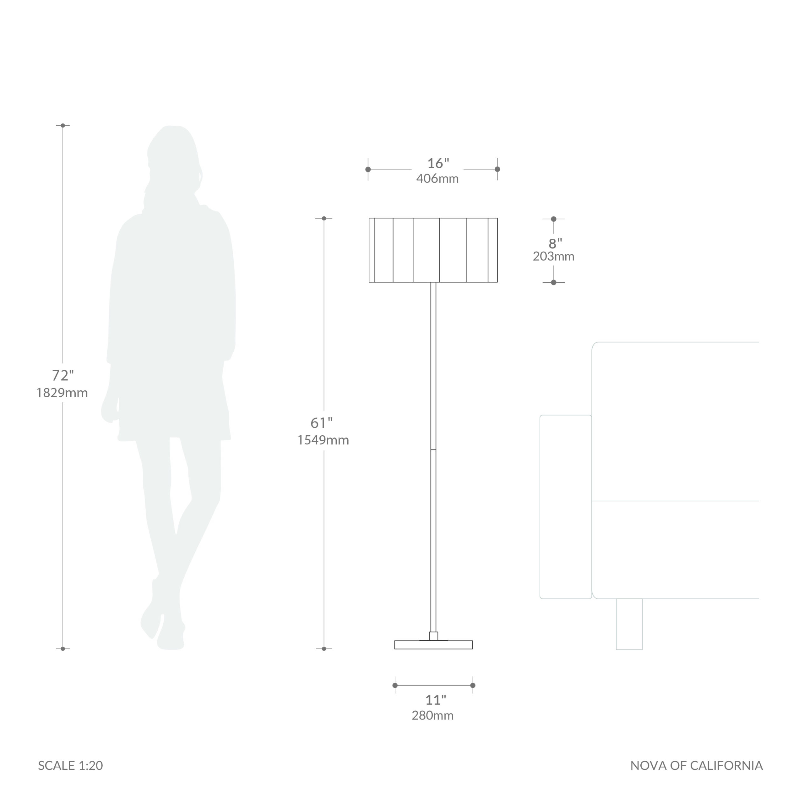 Scallop Slimline Floor Lamp, Scallop Shade, Satin Nickel Base