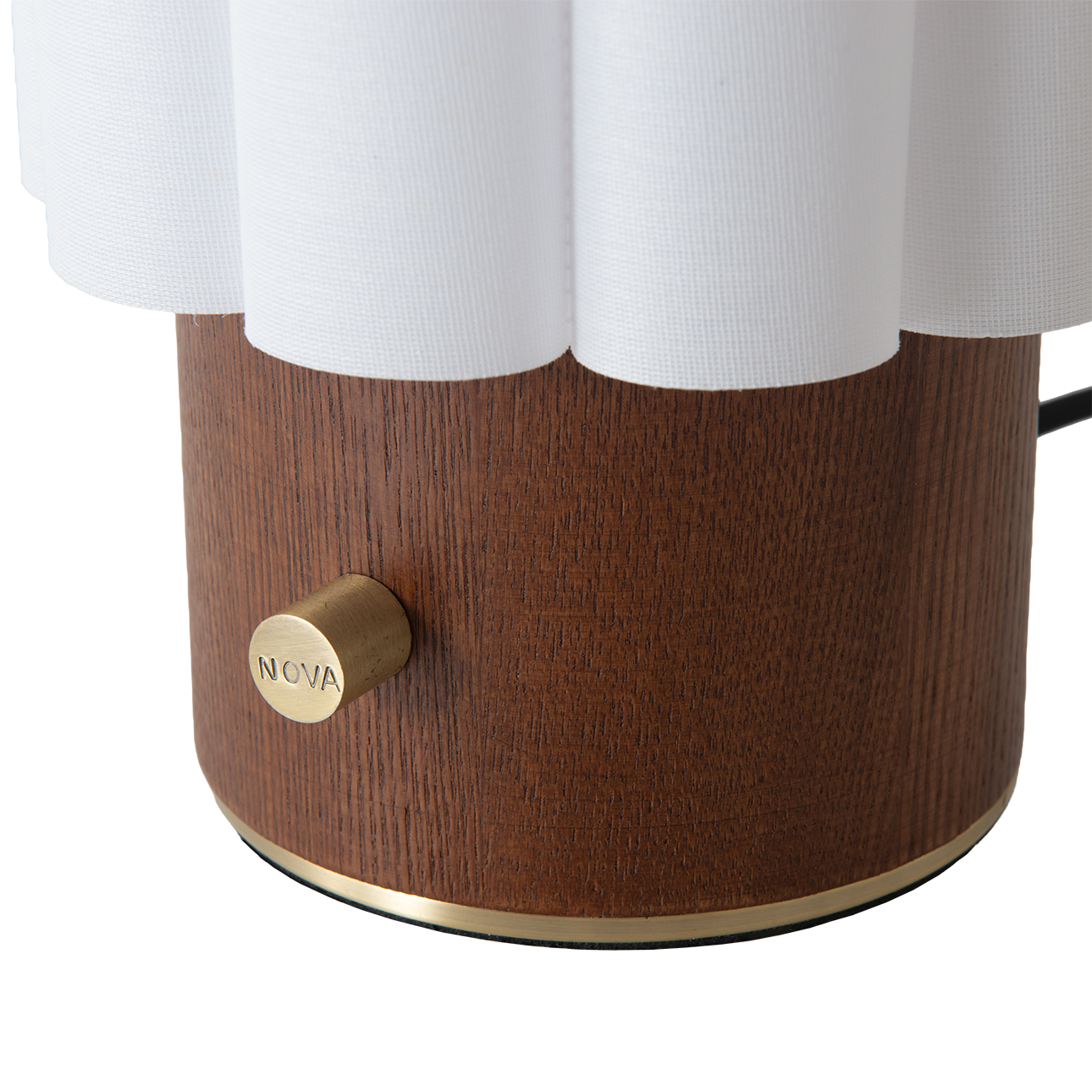Scalloped Accent Table Lamp - Walnut, Weathered Brass, White Linen, Diffuser, Dimmer