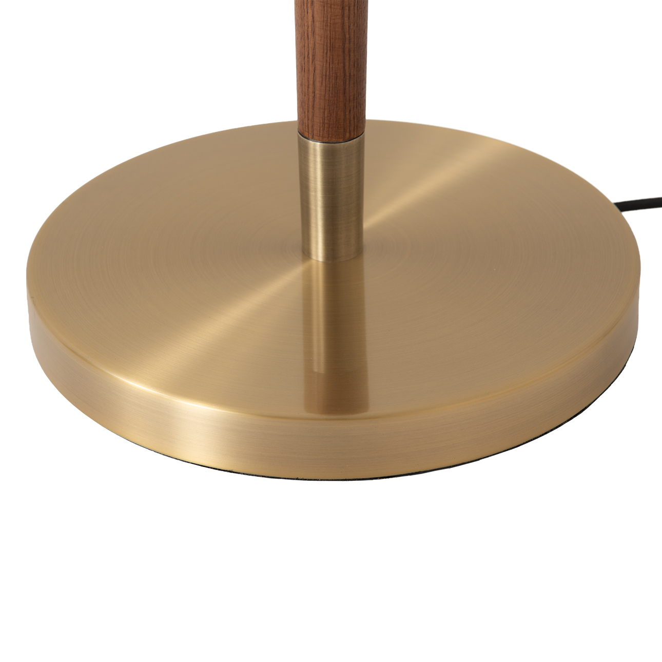Scalloped Floor Lamp – Walnut, Weathered Brass, White Linen, On/Off Pull Chain