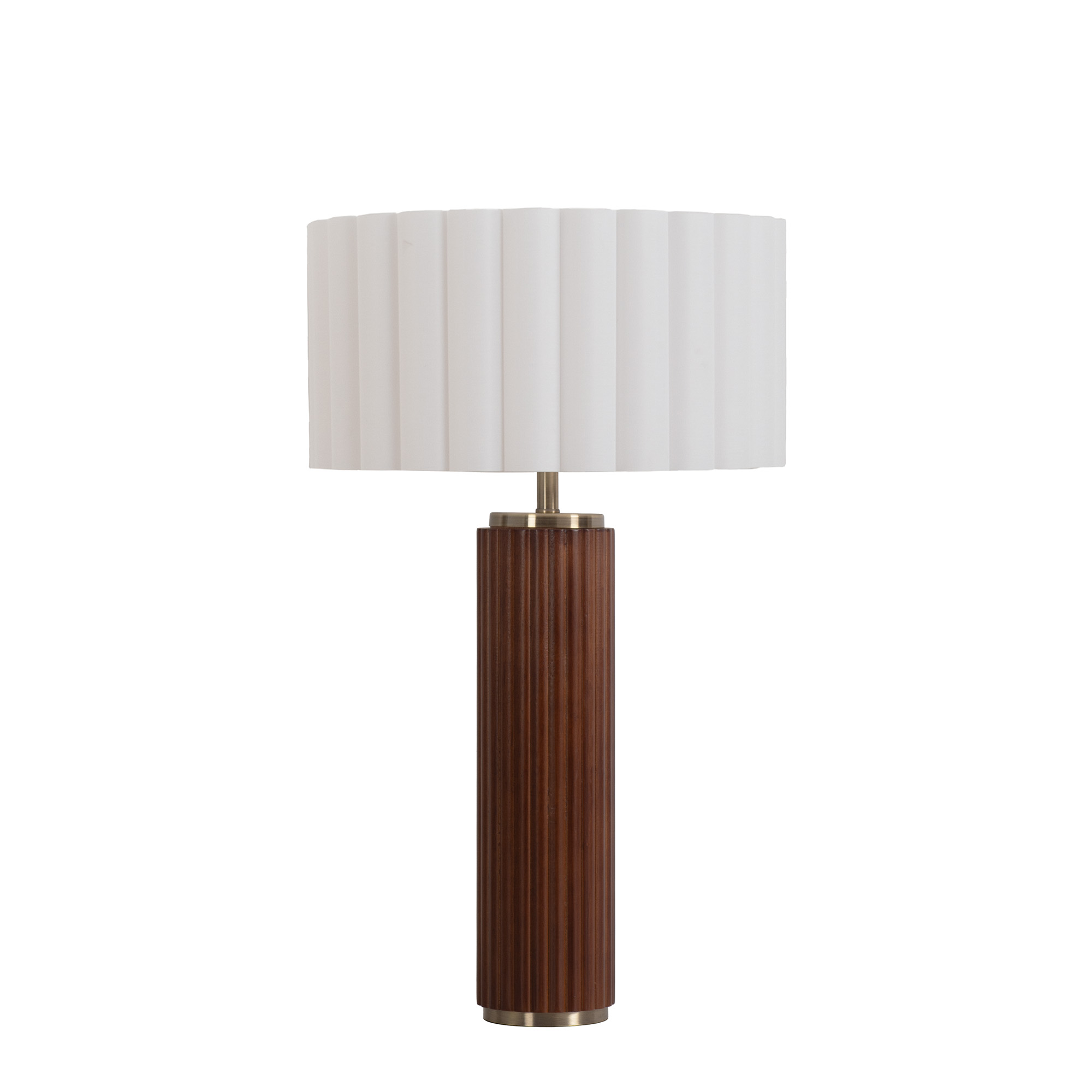 Tambo Scallop Table Lamp, Scallop Shade Weathered Brass, Dark Walnut