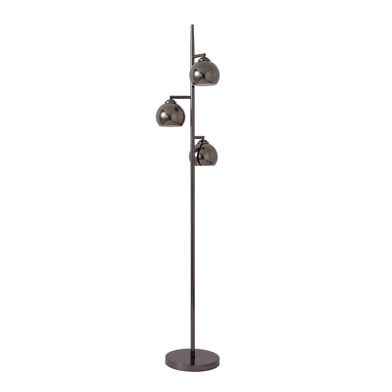 Triplet Floor 3-Light Lamp - Black Nickel Iron, Black Nickel Iron Base, Black Nickel Iron Shade, Dimmable, Bulb Included