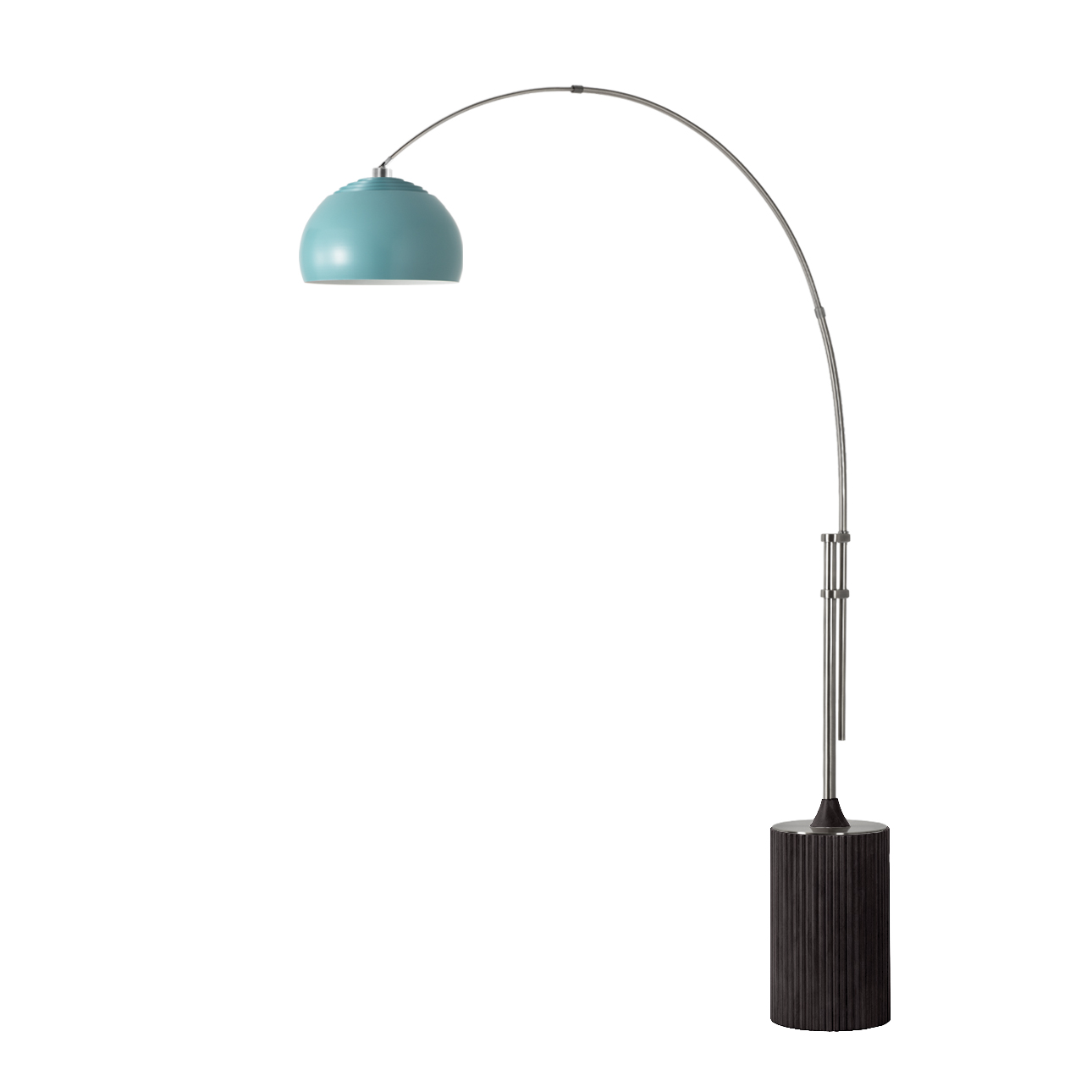 Tambo Half Dome Adjustable 1-Light Arc Lamp, Floor, Dimmable, LED, Portable - Pool Blue - Satin Nickel - Black Oak