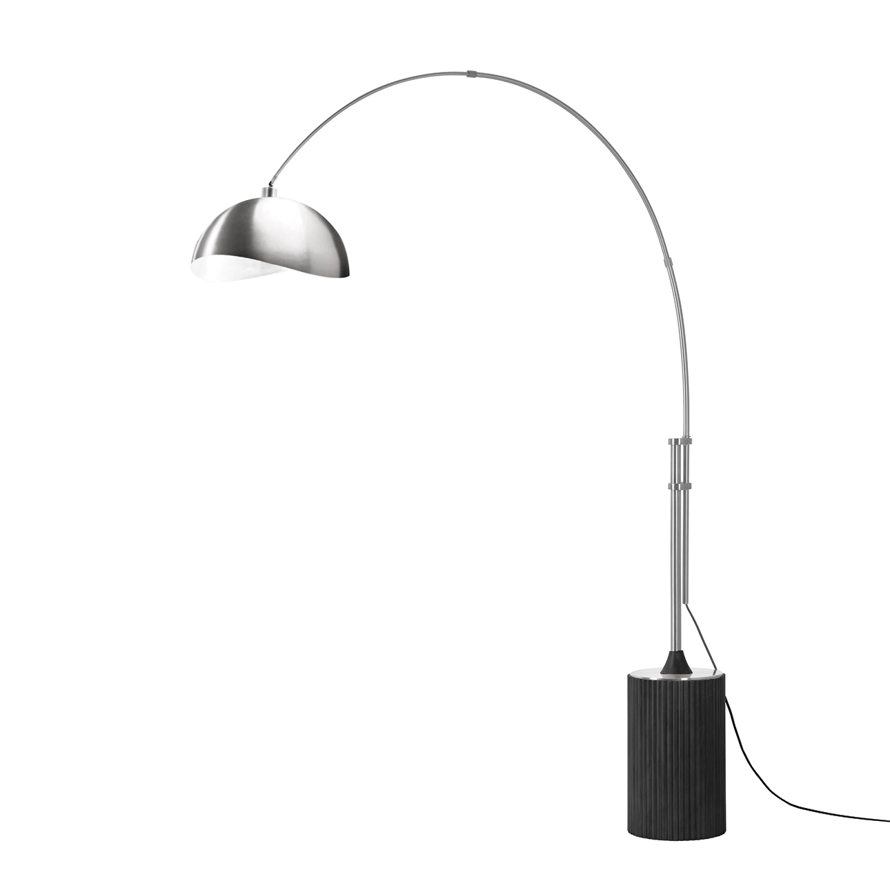 Tambo 92″H 1-Light Arc Lamp, White Linen Shade, Light Wood Base, Weathered Brass, Dimmable, for Living Room or Bedroom
