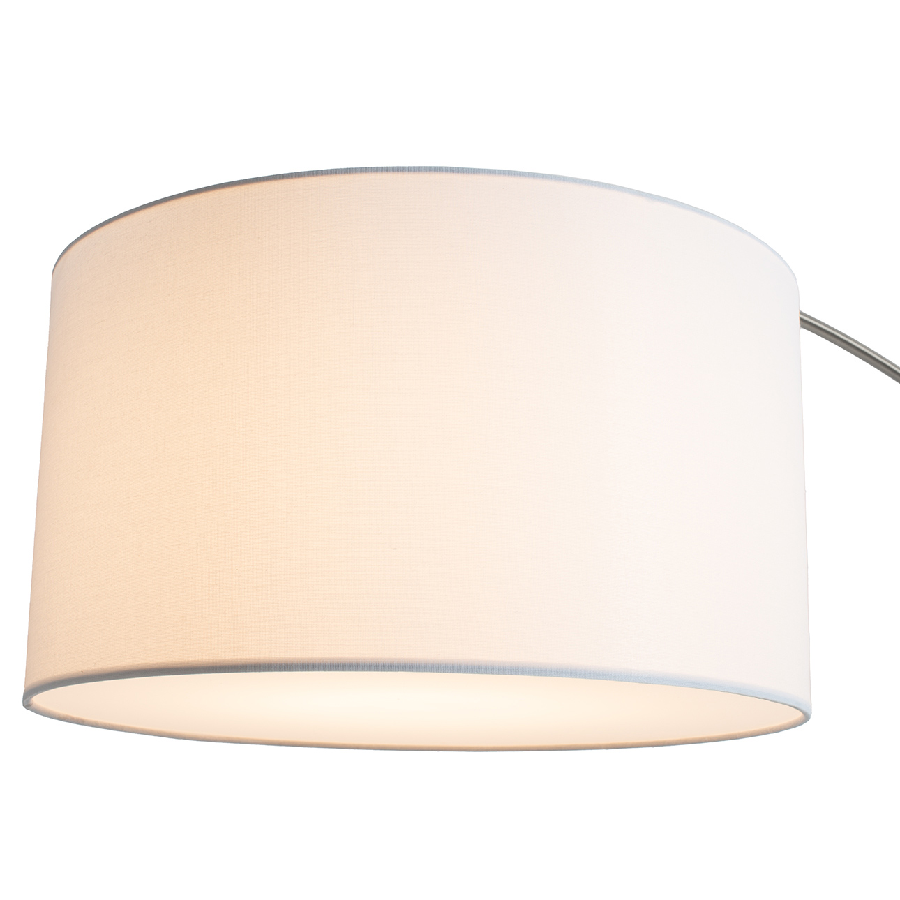 Taper One Light Arc Floor Lamp in Black Wood with Satin Nickel and White Linen Shade