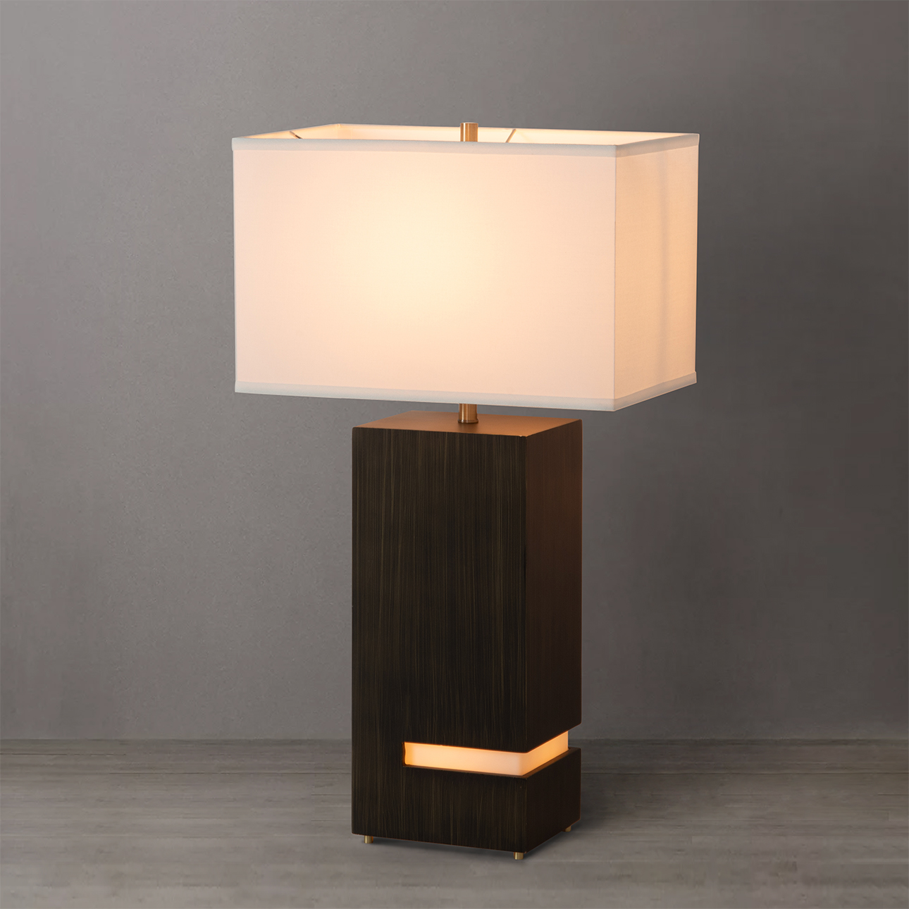 Zen Standing Floor Lamp with Night Light in Gilded Ebony Brass