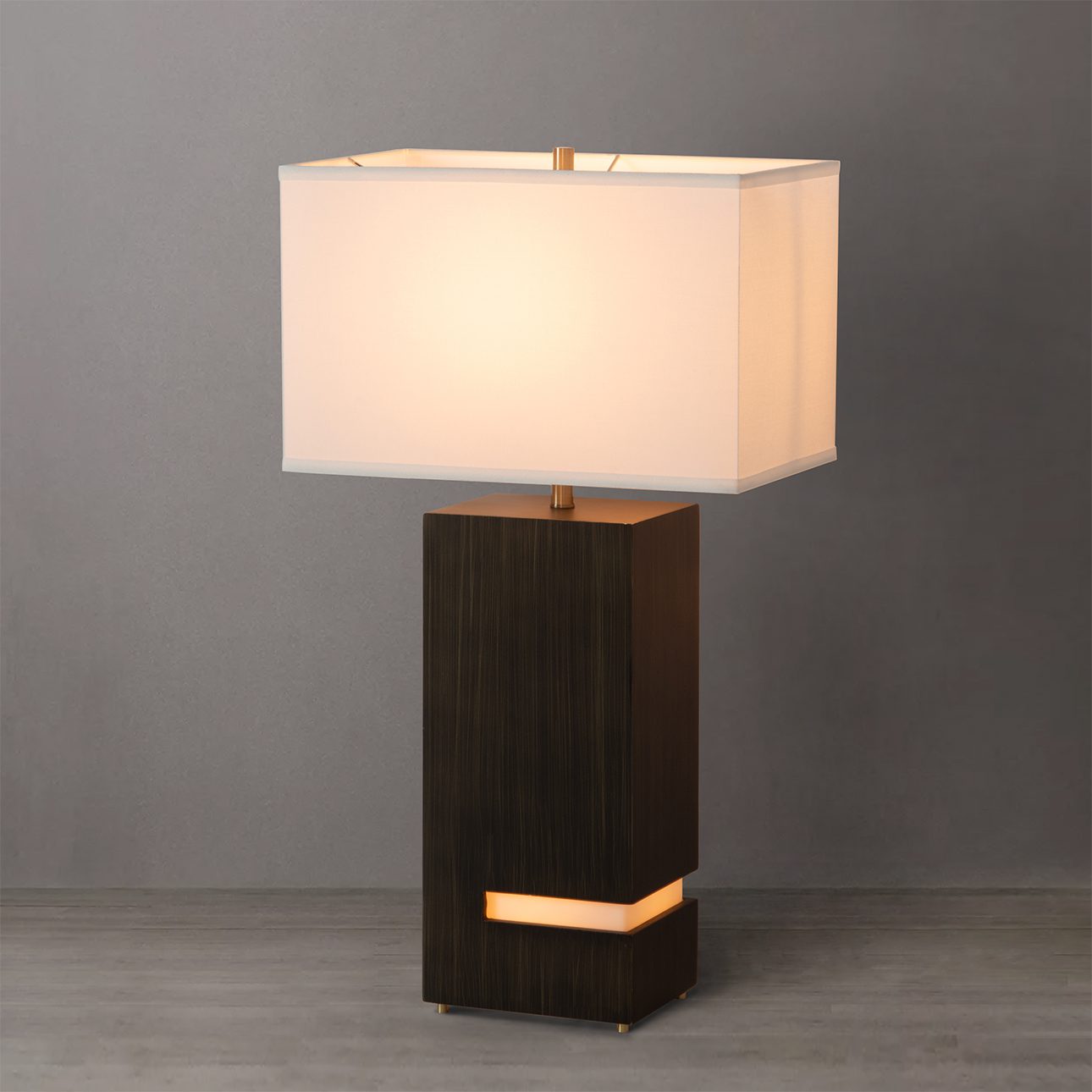 Zen Standing Table Lamp with Night Light in Gilded Ebony Brass