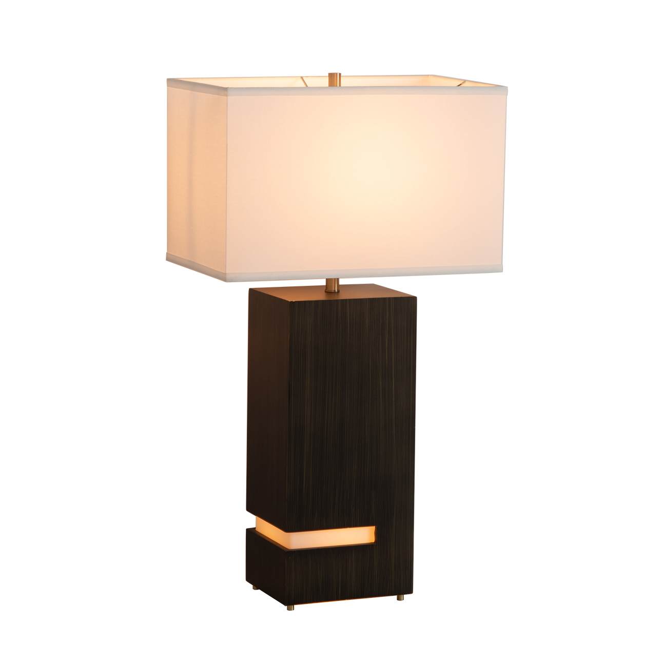 Zen Standing Table Lamp with Night Light in Gilded Ebony Brass