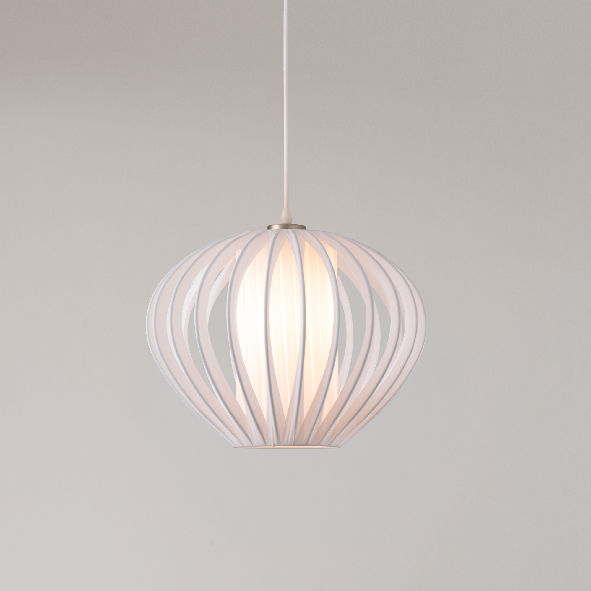 Bloom Pendant Satin Nickel, White Satin Shade