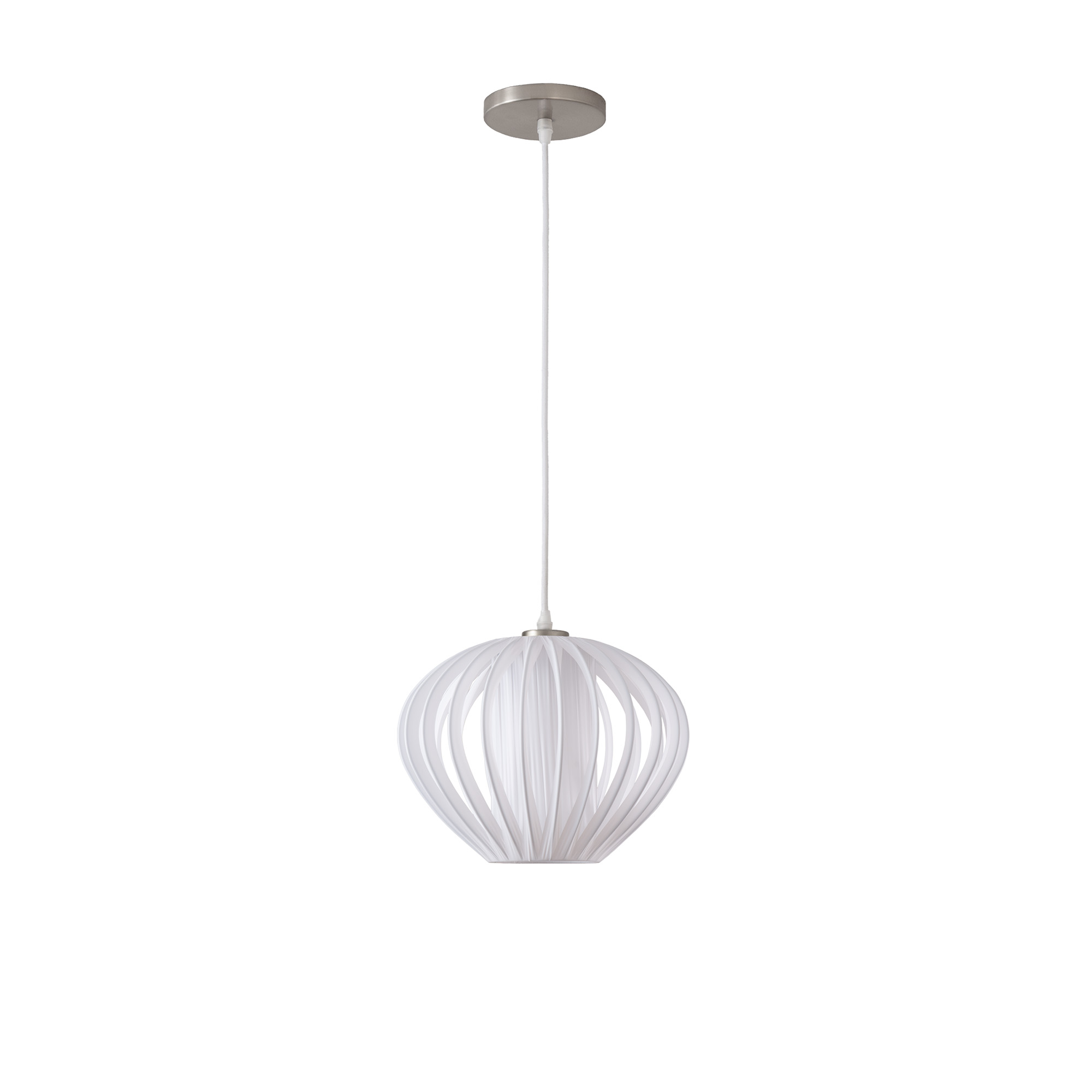 Bloom Pendant Satin Nickel, White Satin Shade