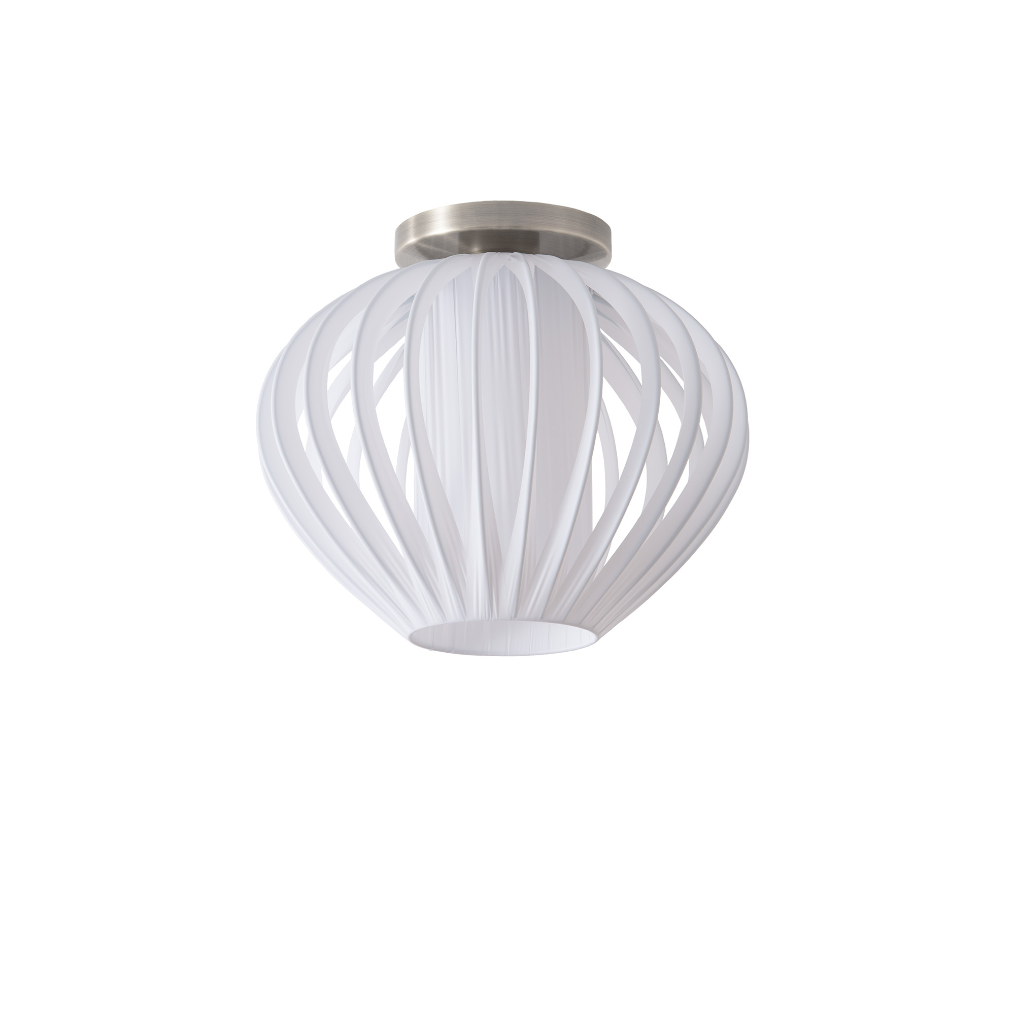 Bloom Flush Mount, White Satin Shade , Satin Nickel