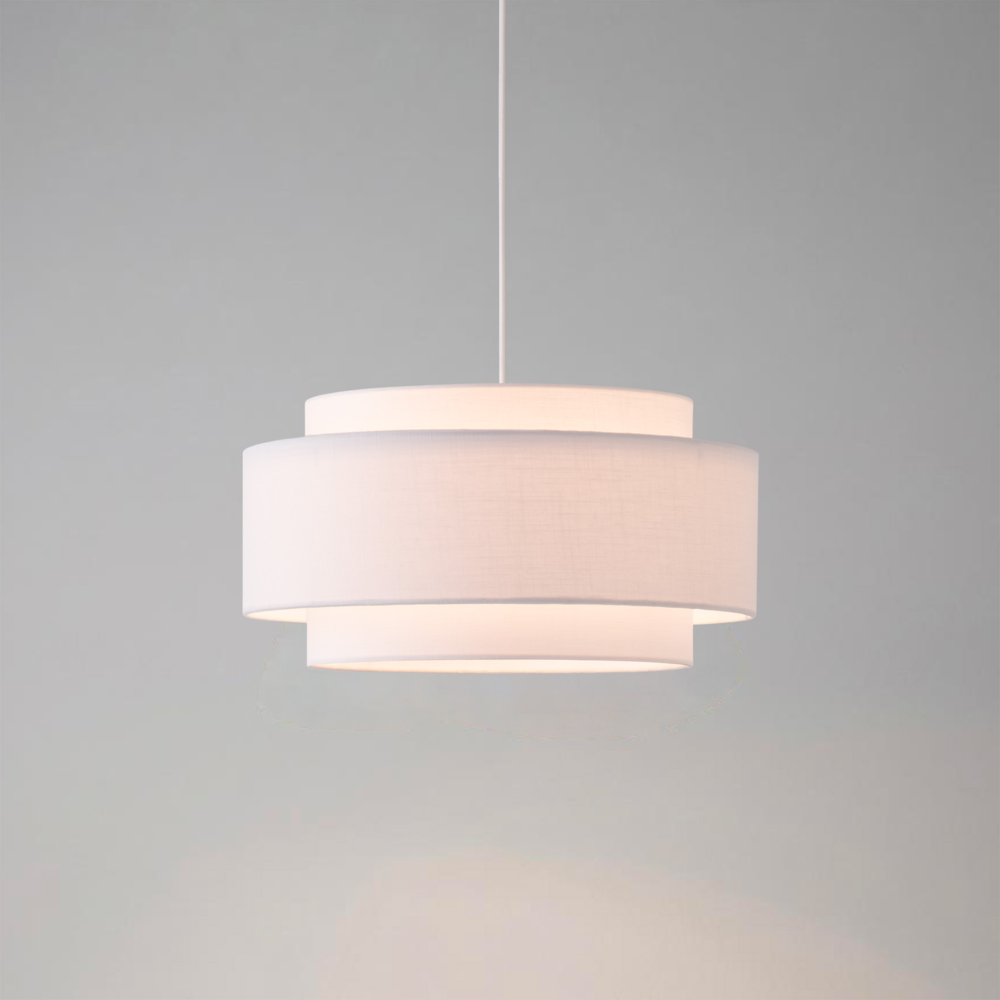 Coronado Pendant, White Linen Shade, Satin Nickel, Dimmable, Bulb Included