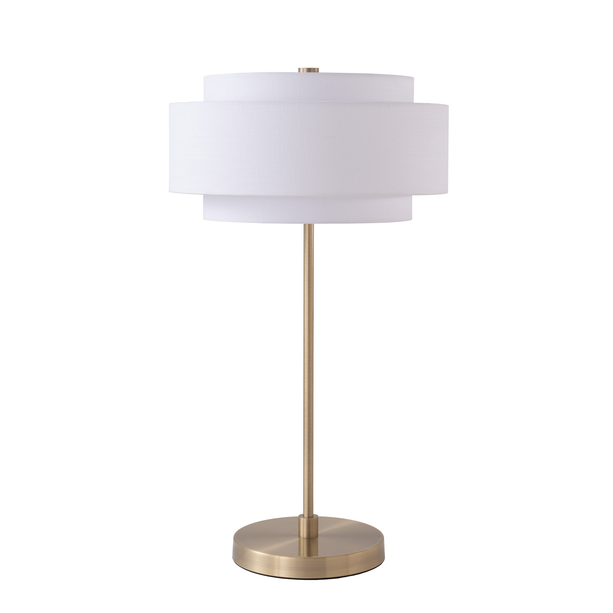 Slimline Table Lamp, Coronado White Linen Shade, Satin Nickel Base