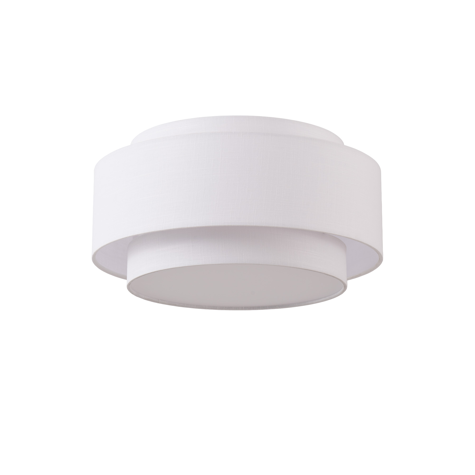 Coronado Flush Mount, Satin Nickel, White Linen Shade, Dimmable