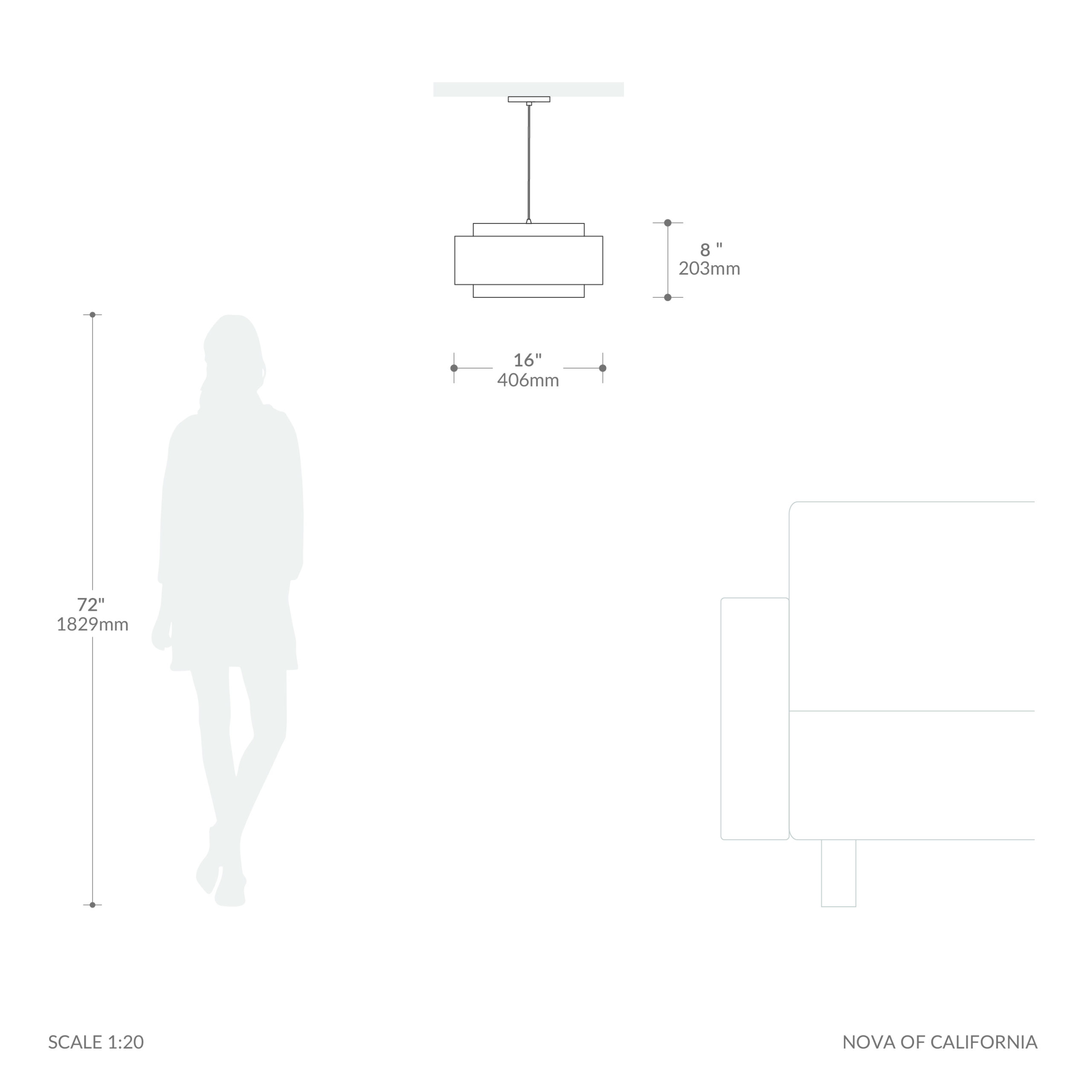 Coronado Pendant, White Linen Shade, Satin Nickel, Dimmable, Bulb Included
