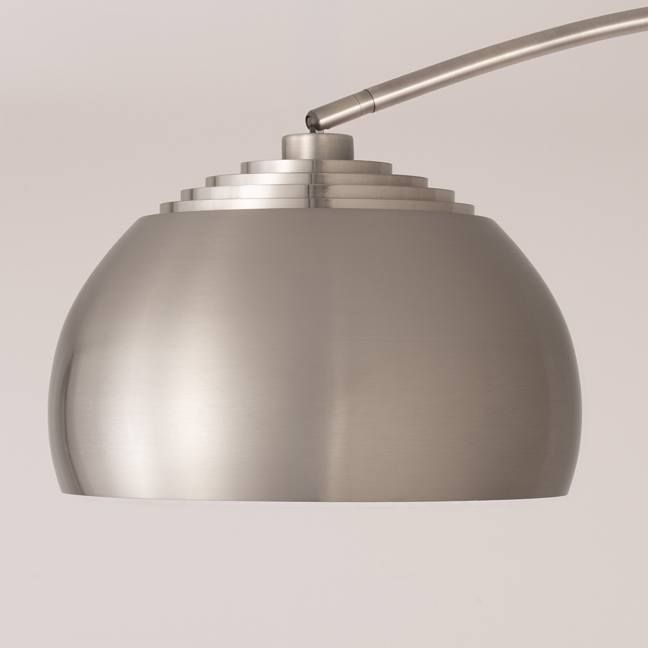 Wall Mounted Arc Lamp – Satin Nickel, Half Dome Satin Nickel Shade, Dimmable, Bulb Included
