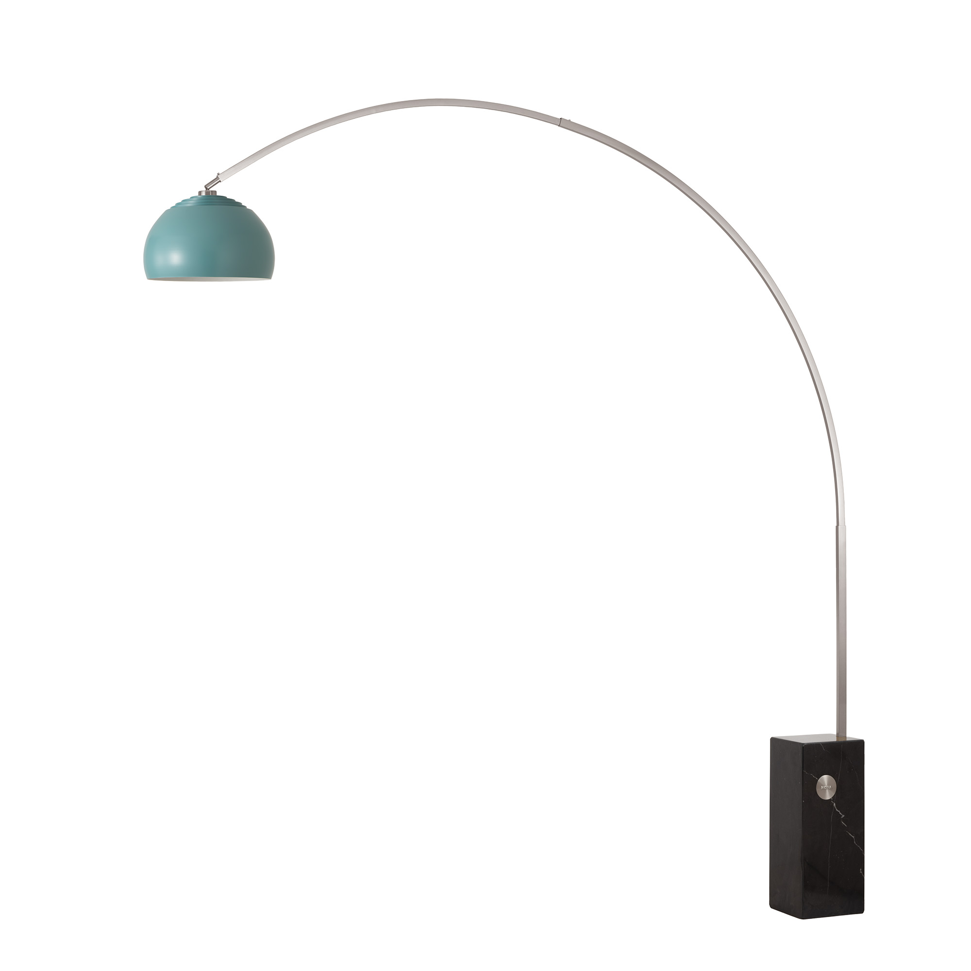 Iconic 92"H 1-Light Arc Lamp, Dimmable, LED, Portable - Pool Blue - Satin Nickel - Black
