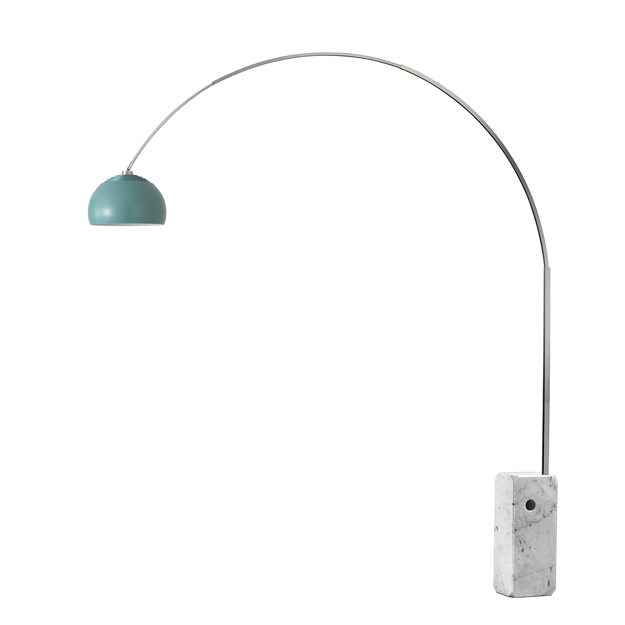 Iconic 92"H 1-Light Arc Lamp, Dimmable, LED, Portable - Pool Blue - Satin Nickel - White