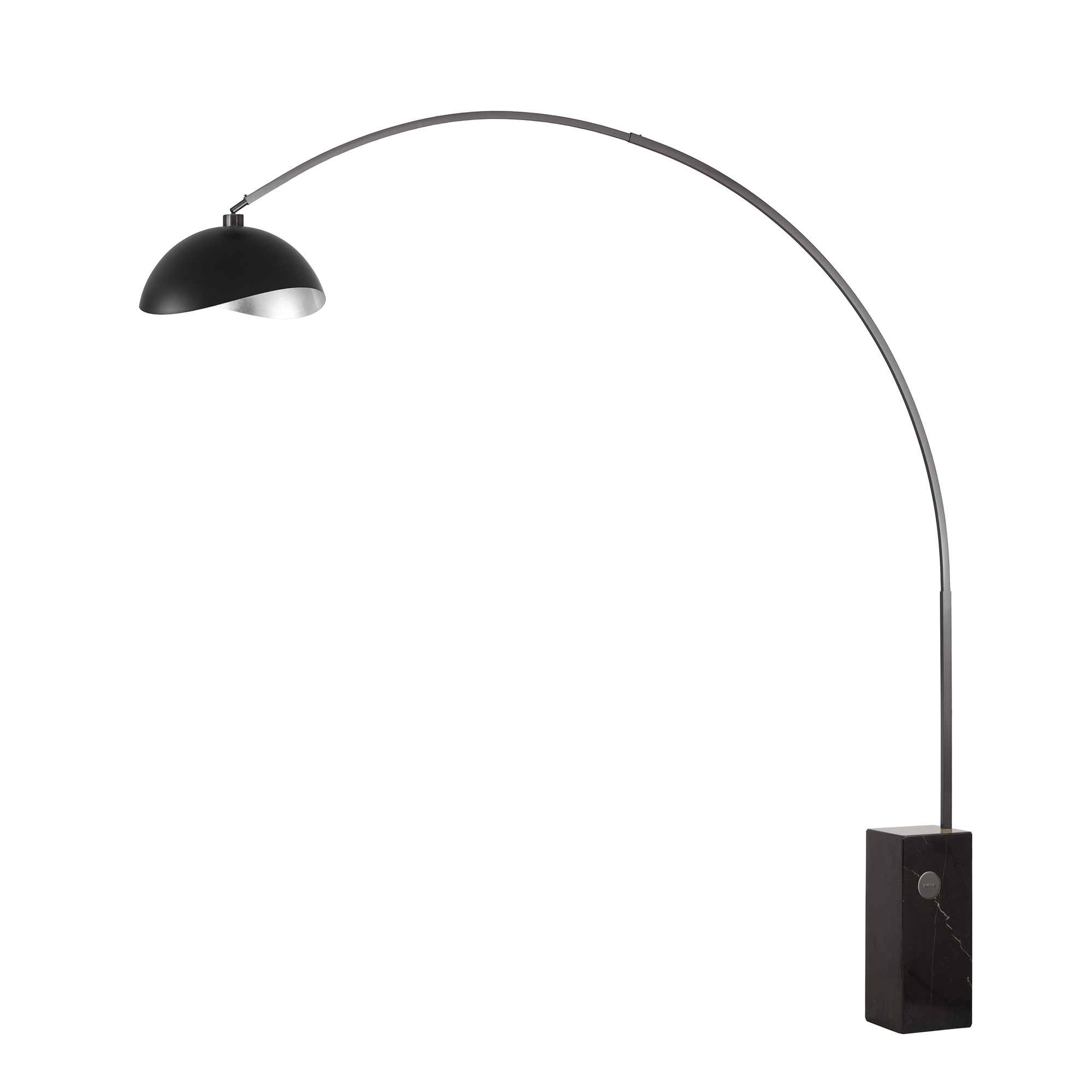 Iconic 92" Arc Lamp - Black Nickel, Black Marble Base, Luna Bella Matte Black/Silver Shade, Dimmable, Bulb Included