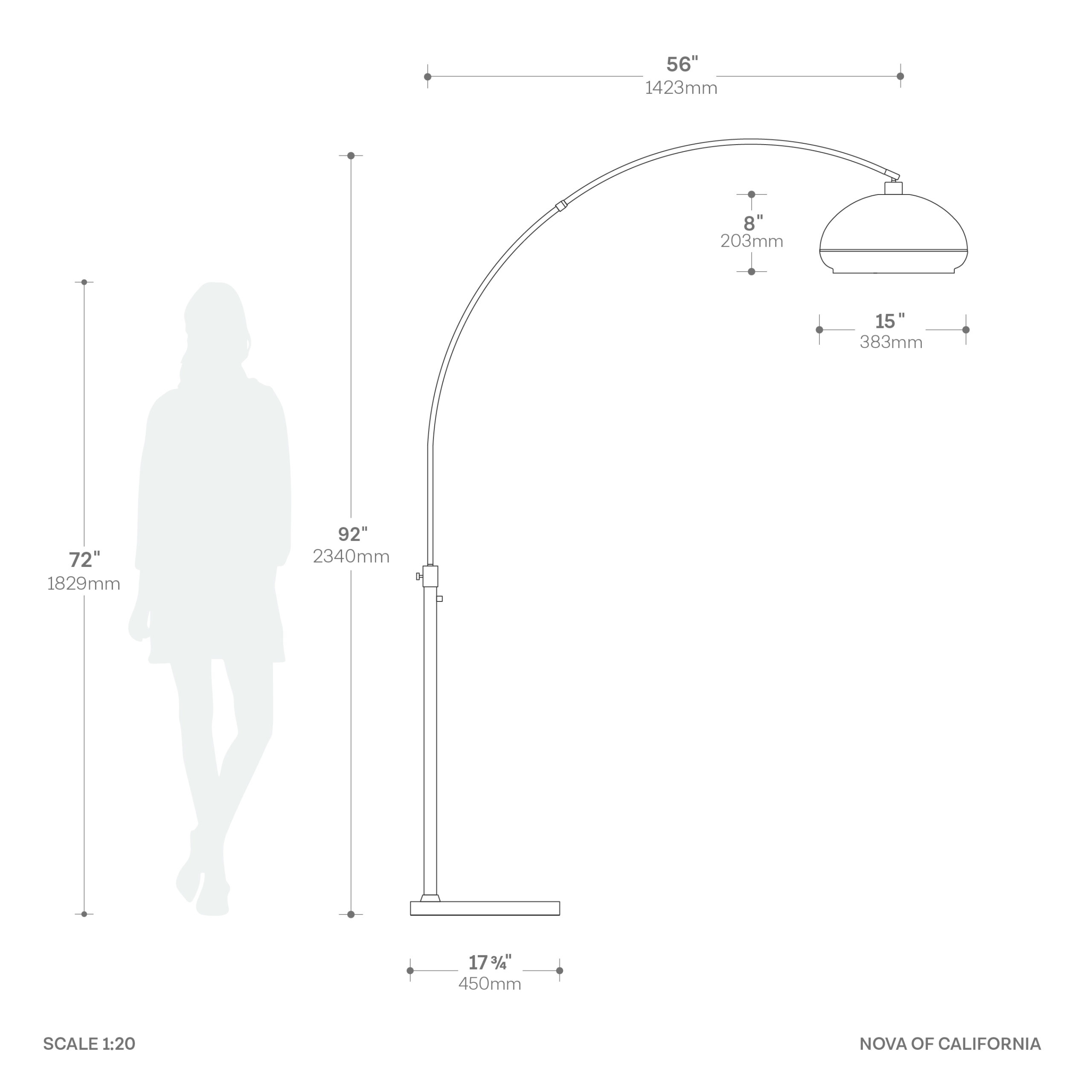 Morelli Simple Arc Floor Lamp – Weathered Brass, Matte Black, Marble Base, Dimmer Switch