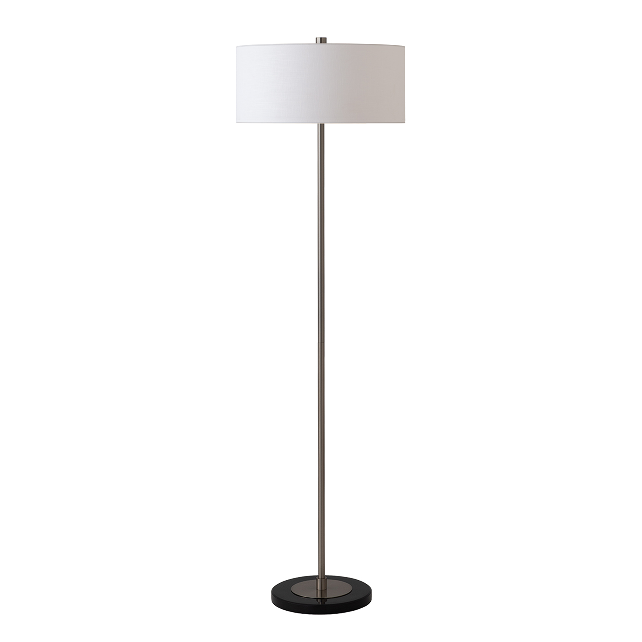 Stretch Slimline Floor Lamp, White Linen Shade, Satin Nickel Base