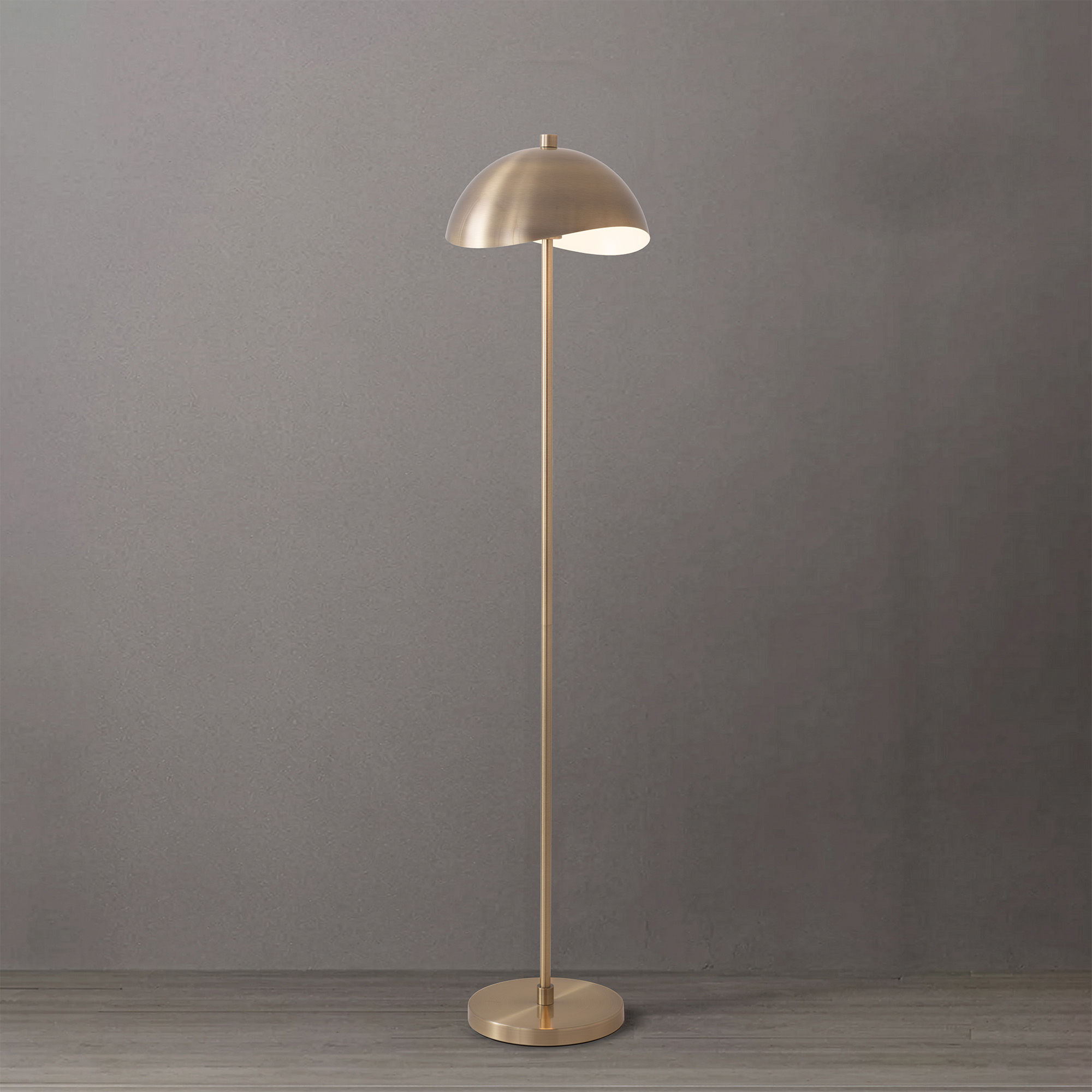 Slimline Floor Lamp, Luna Bella Weathered Brass/White Shade, Weathered Brass Base