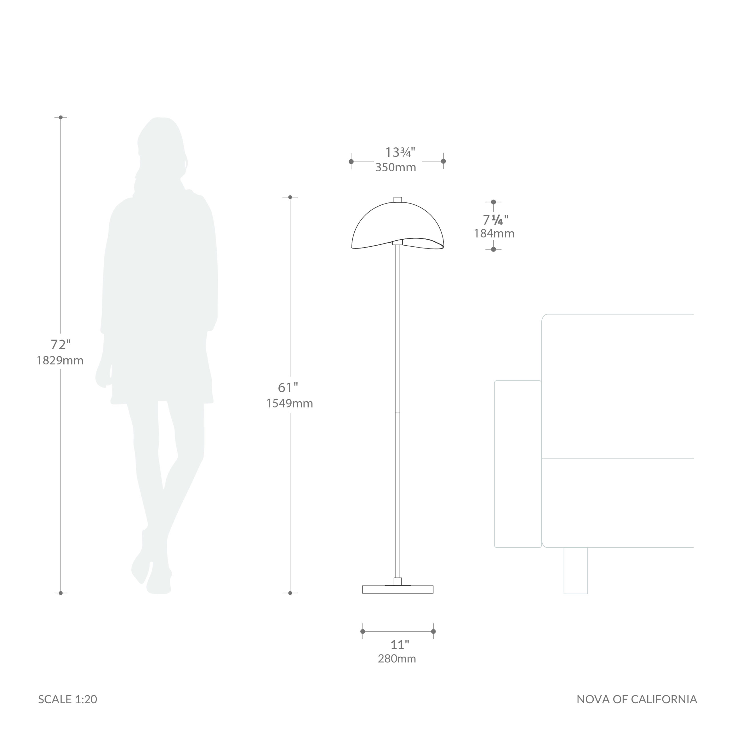Slimline Floor Lamp, Luna Bella Weathered Brass/White Shade, Weathered Brass Base