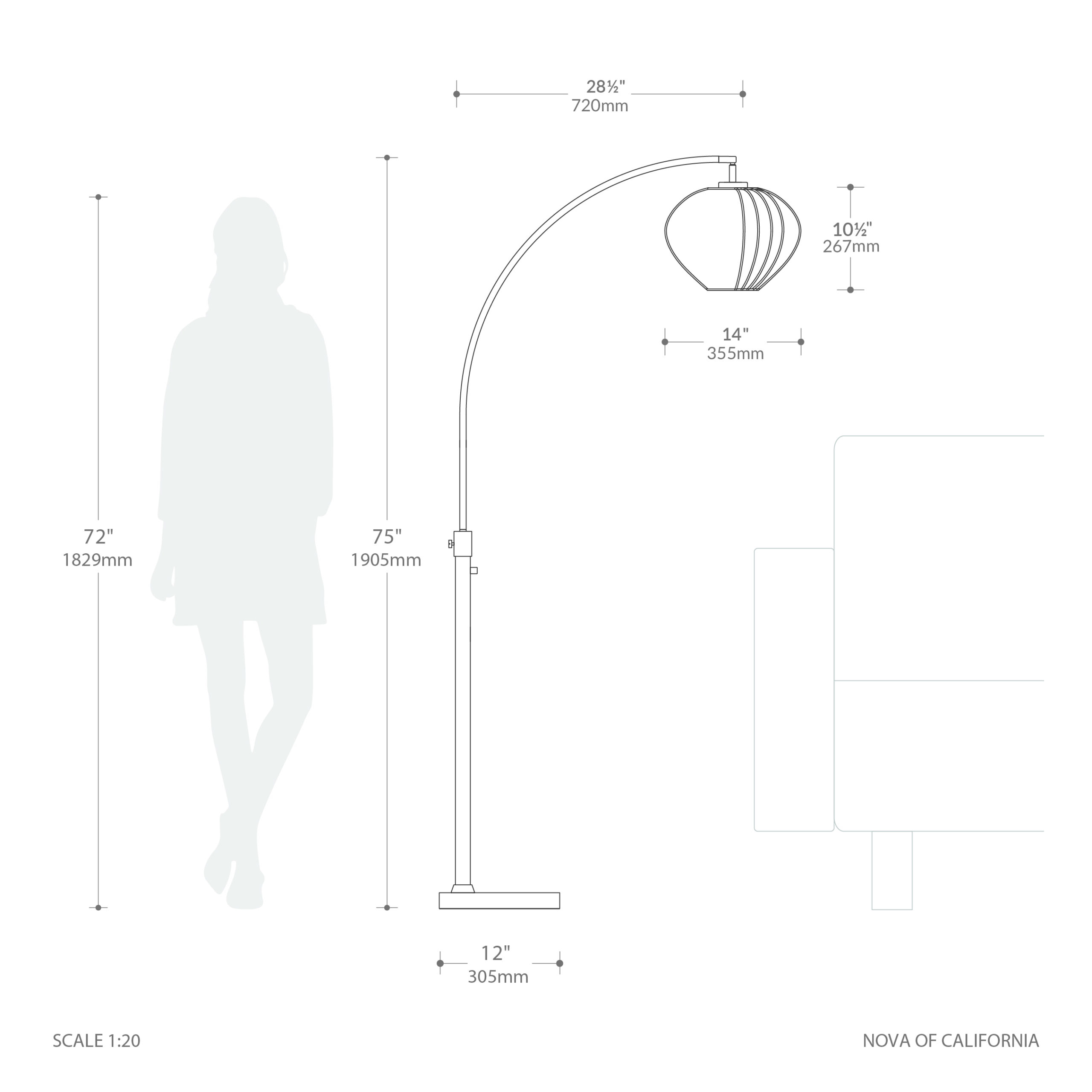 Bloom 75″H Chairside Arc Lamp