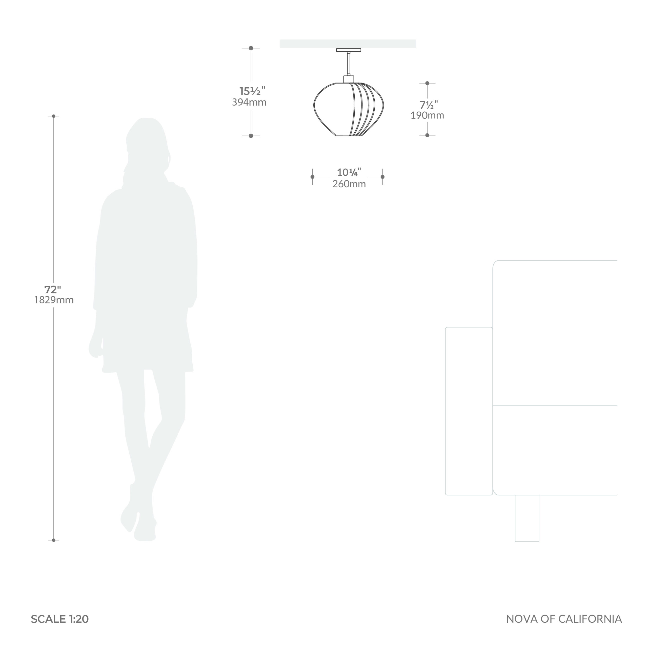 Bloom Semi Flush Mount Satin Nickel, White Satin Shade