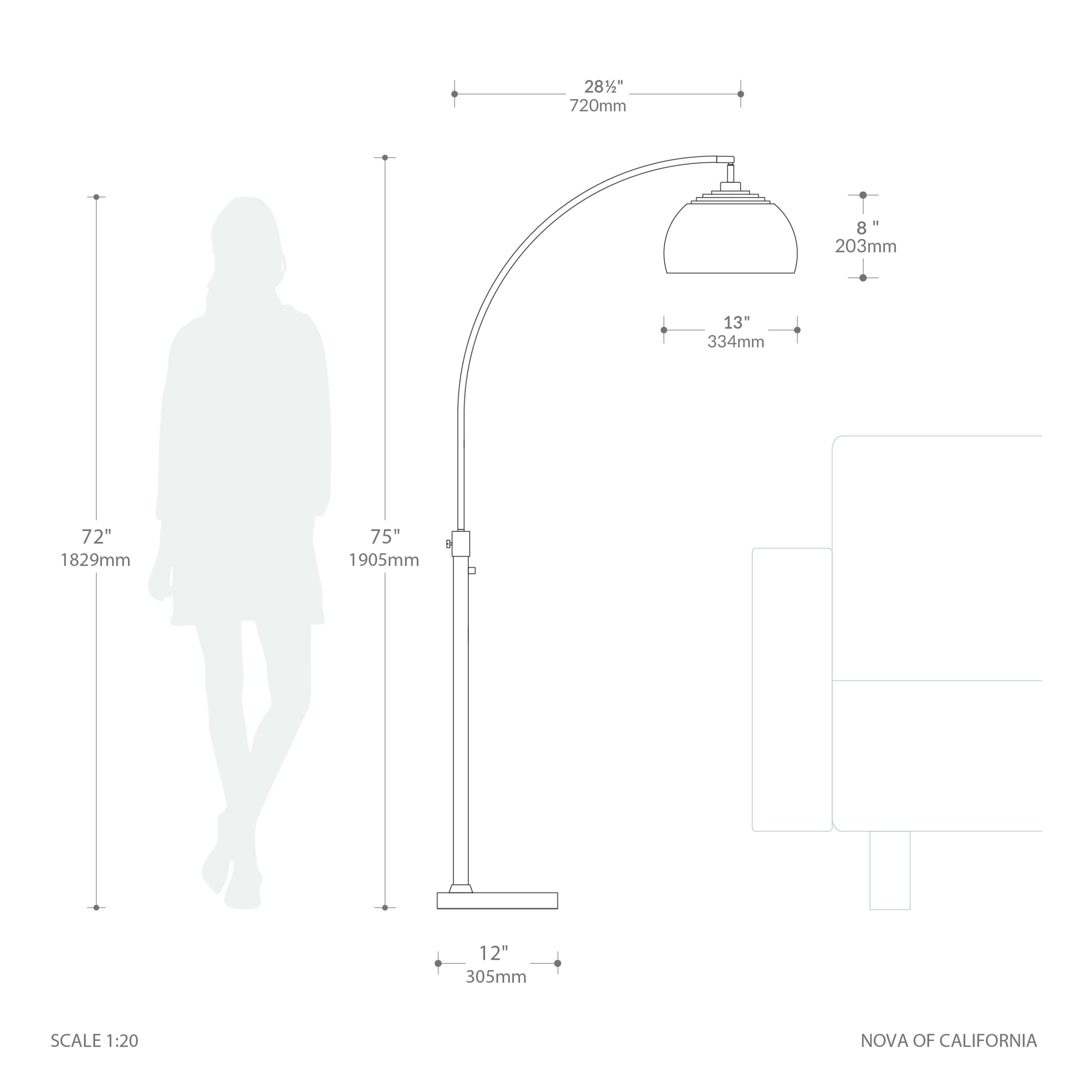 Float Half Dome Chairside Arc Lamp