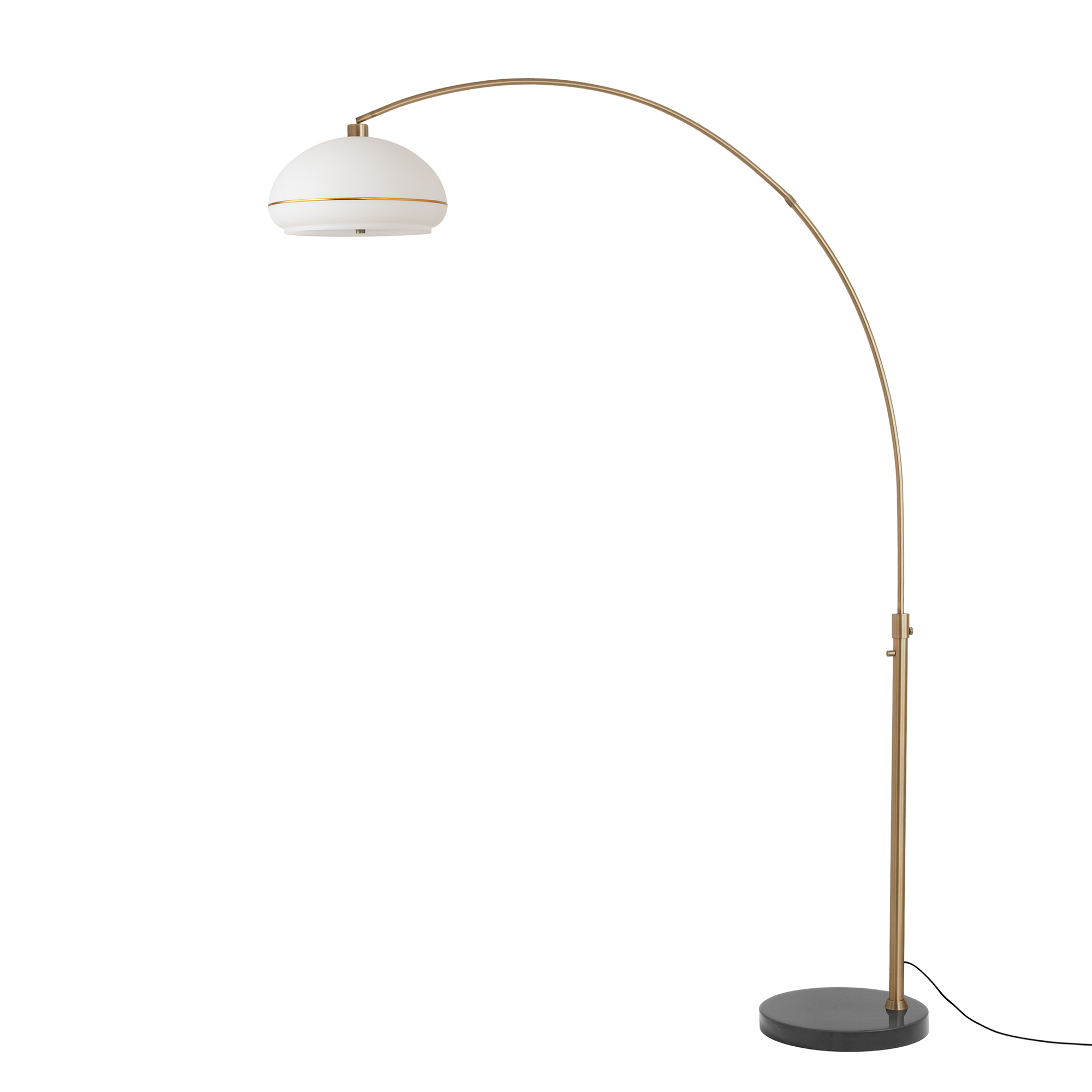 Simple Morelli 85"H 1-Light Arc Lamp, Lucite Shade, Column Stem Switch
