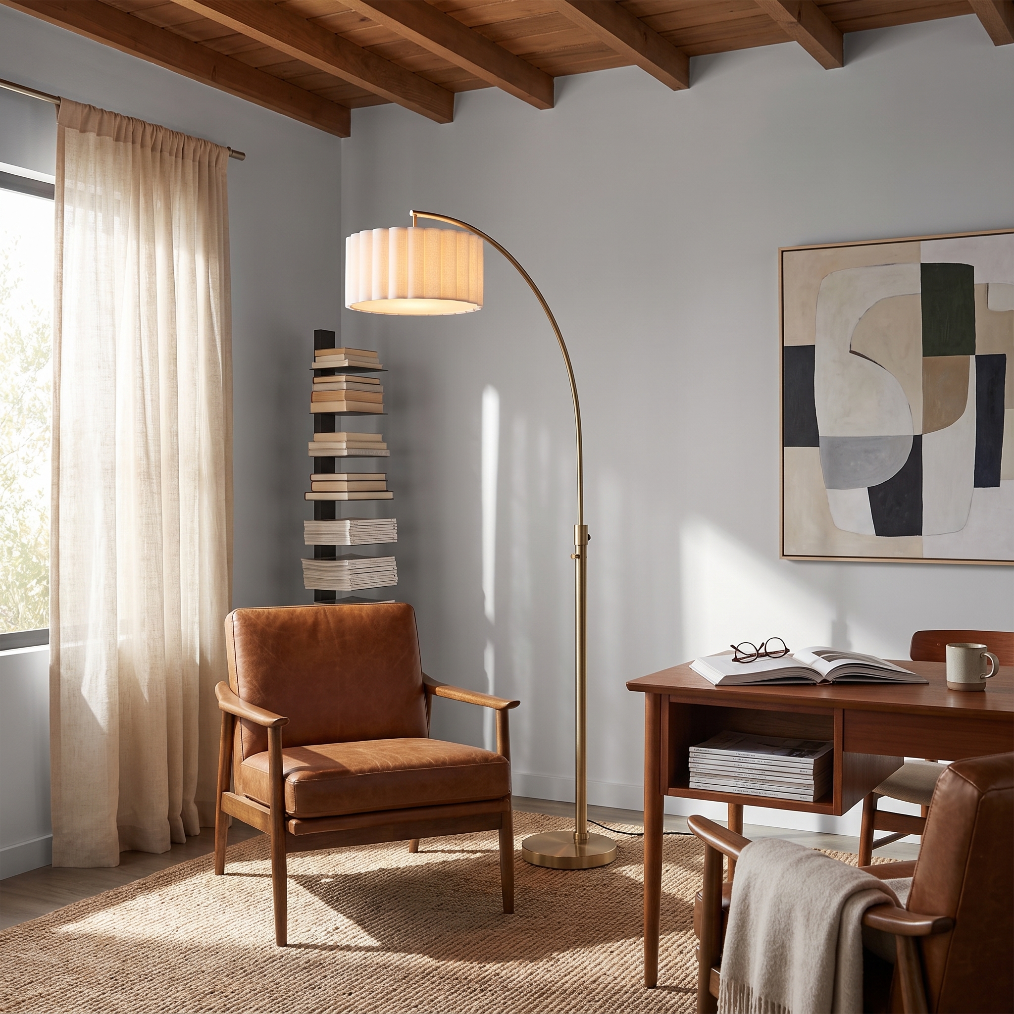 Float Scallop 75″H Chairside Arc Lamp