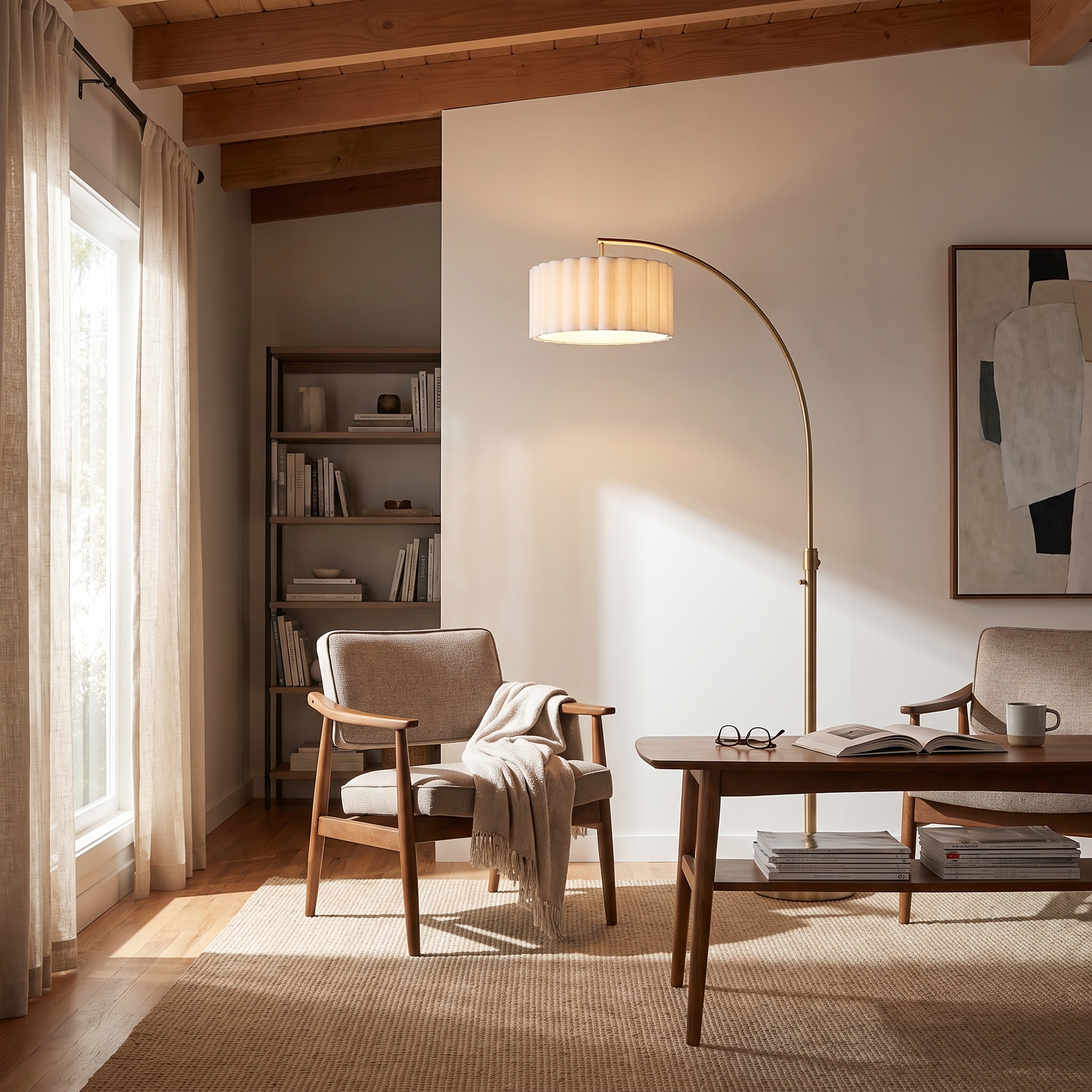 Float Scallop 75″H Chairside Arc Lamp