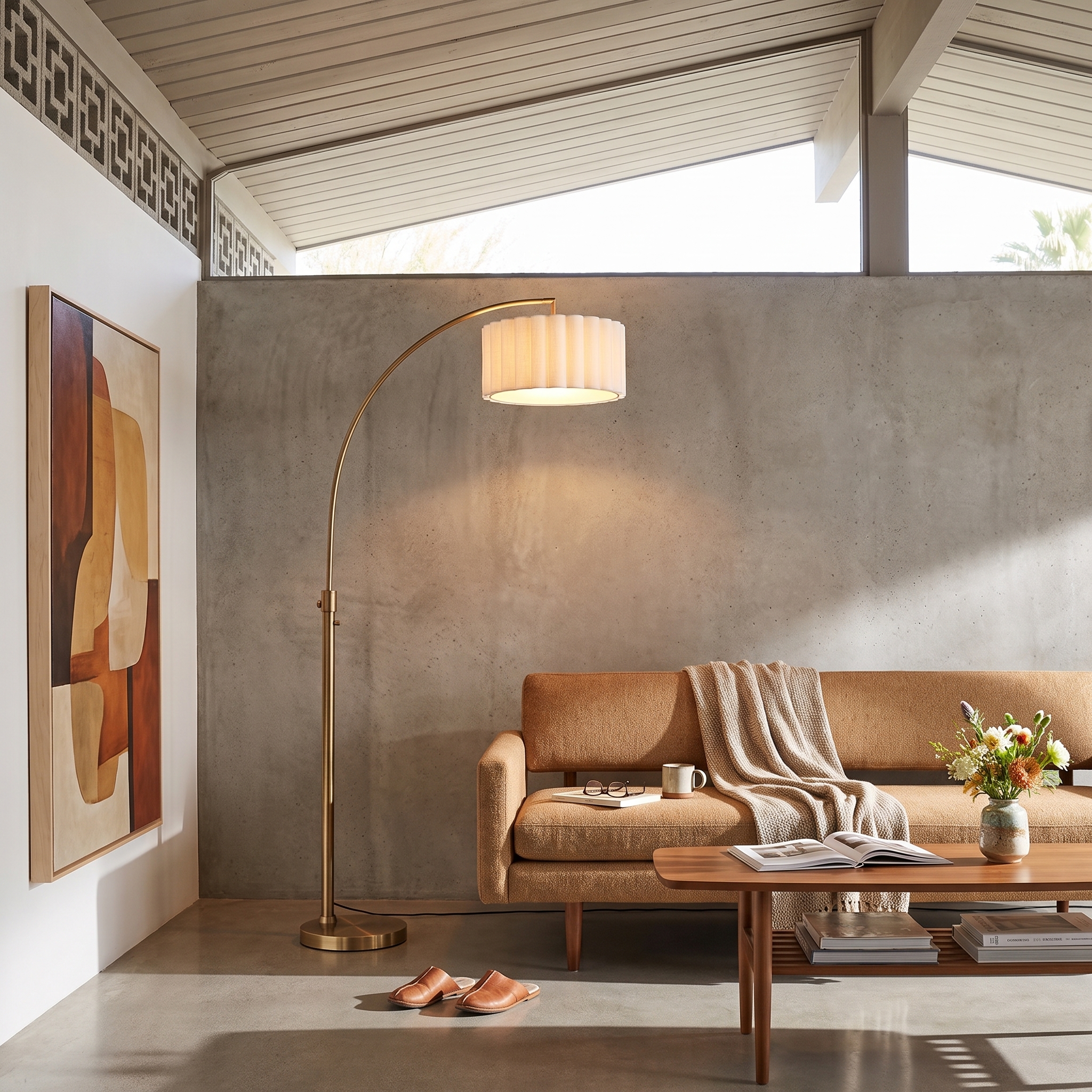 Float Scallop 75″H Chairside Arc Lamp
