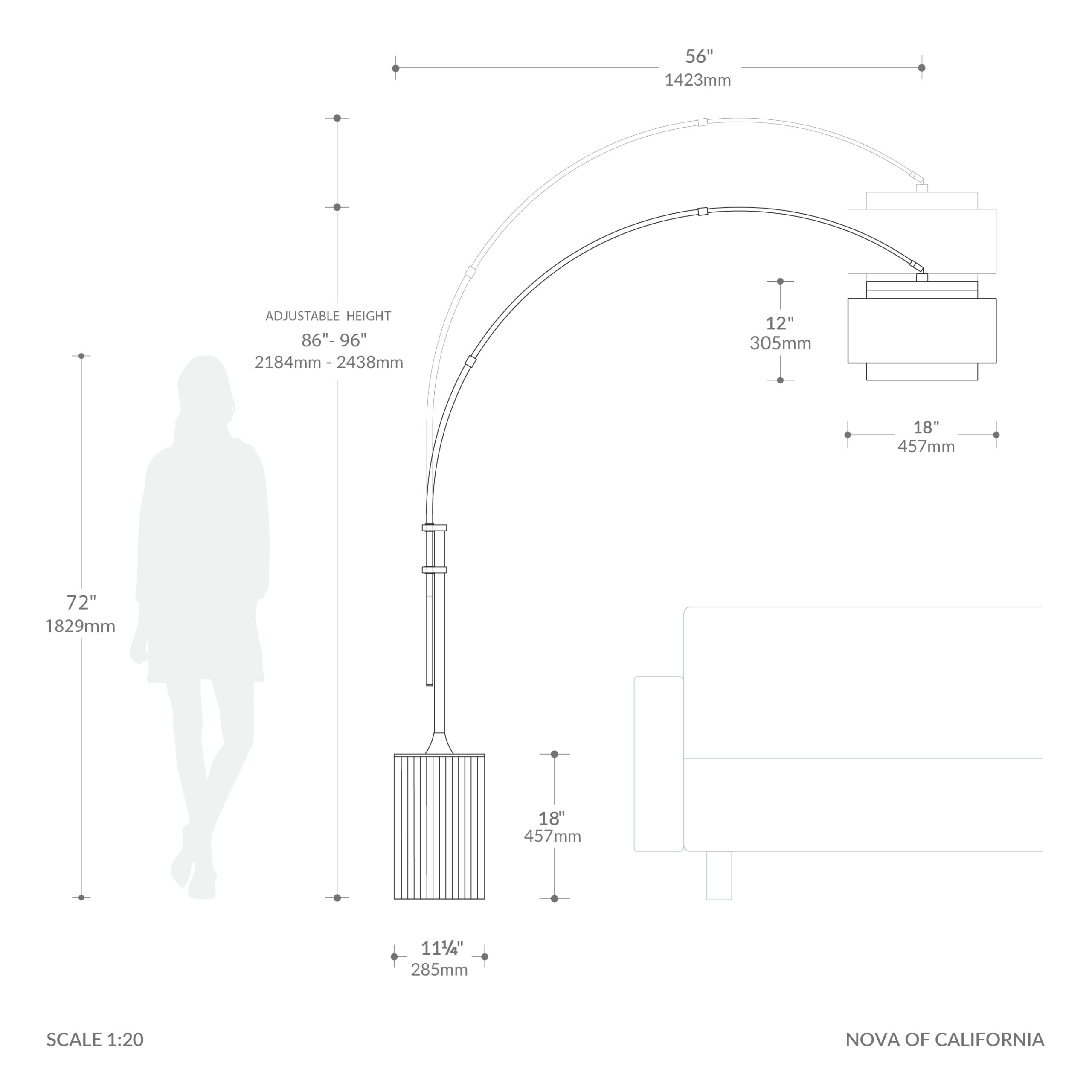 Tambo Coronado 92″H 1-Light Arc Lamp